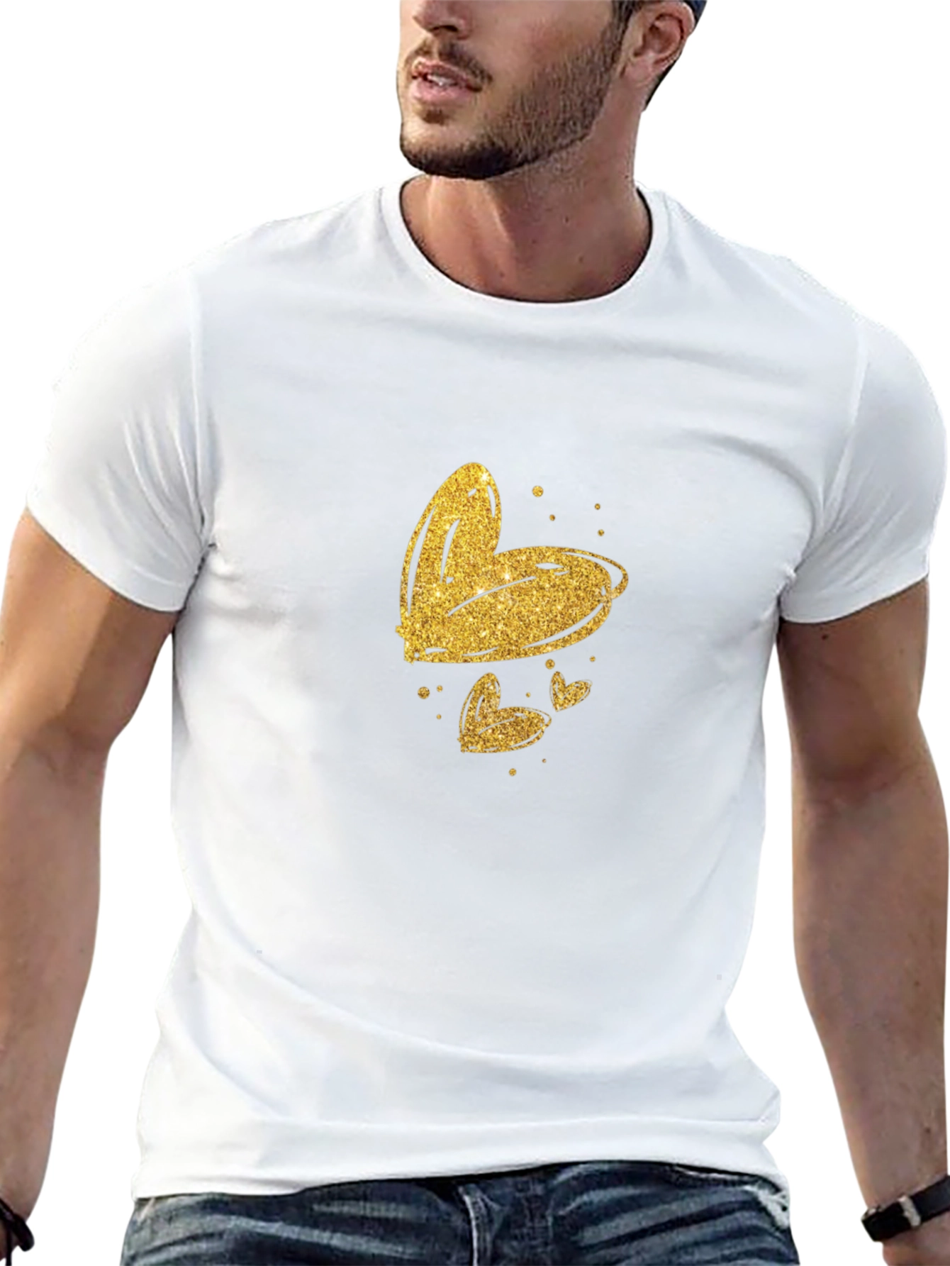 Golden Hearts Black T-Shirt