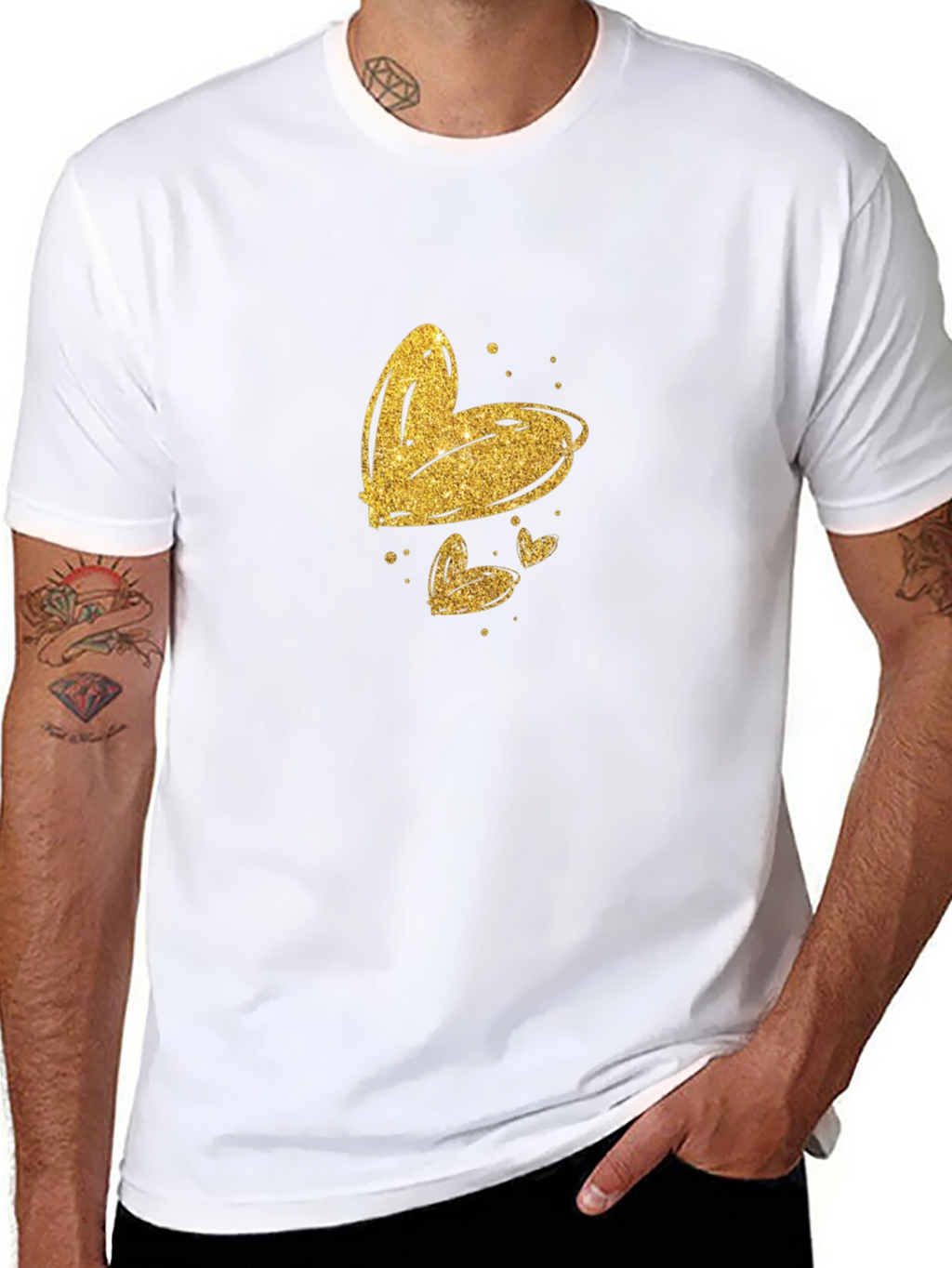 Golden Hearts Black T-Shirt
