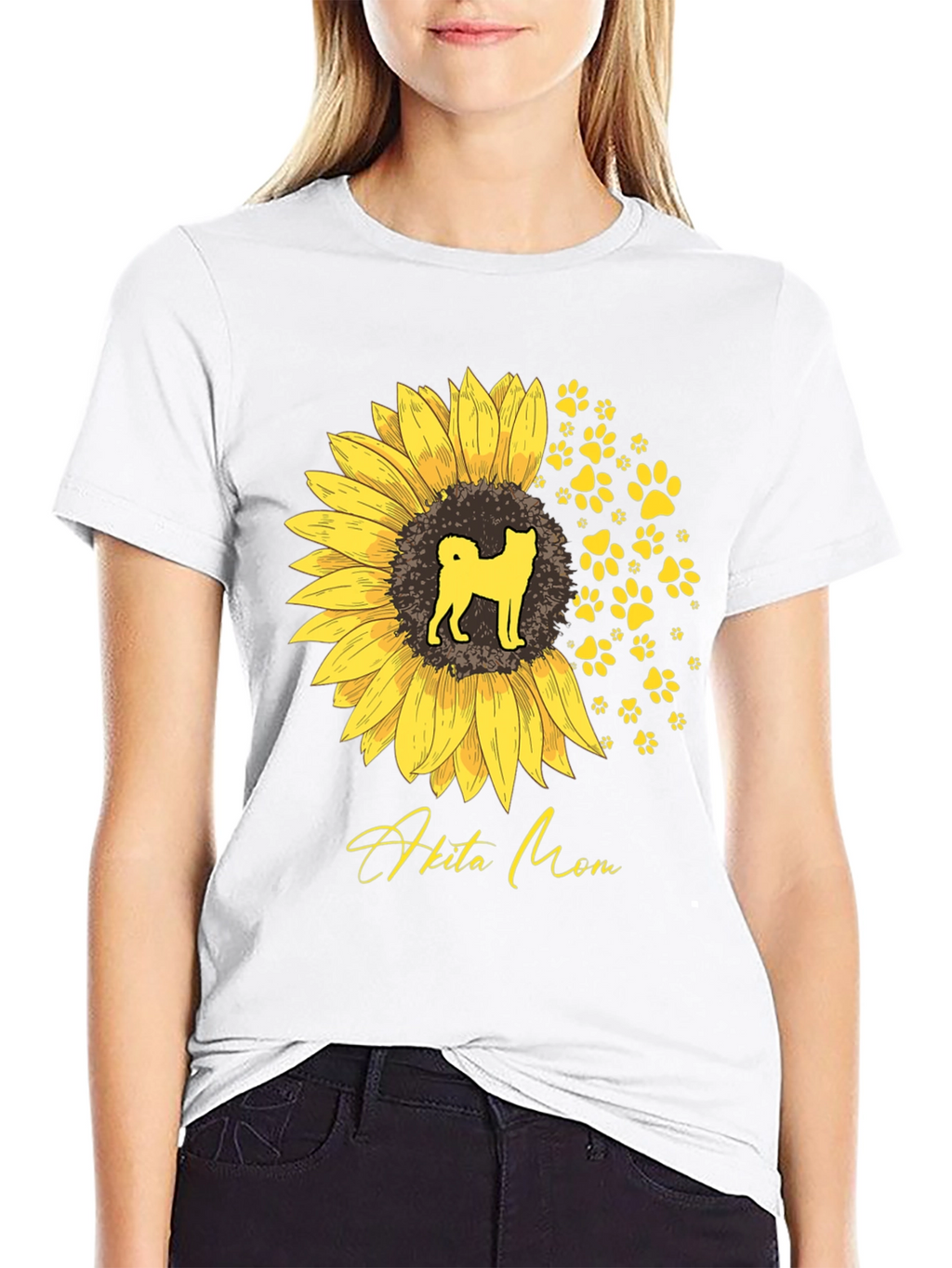 Akita Mom Sunflower T-Shirt