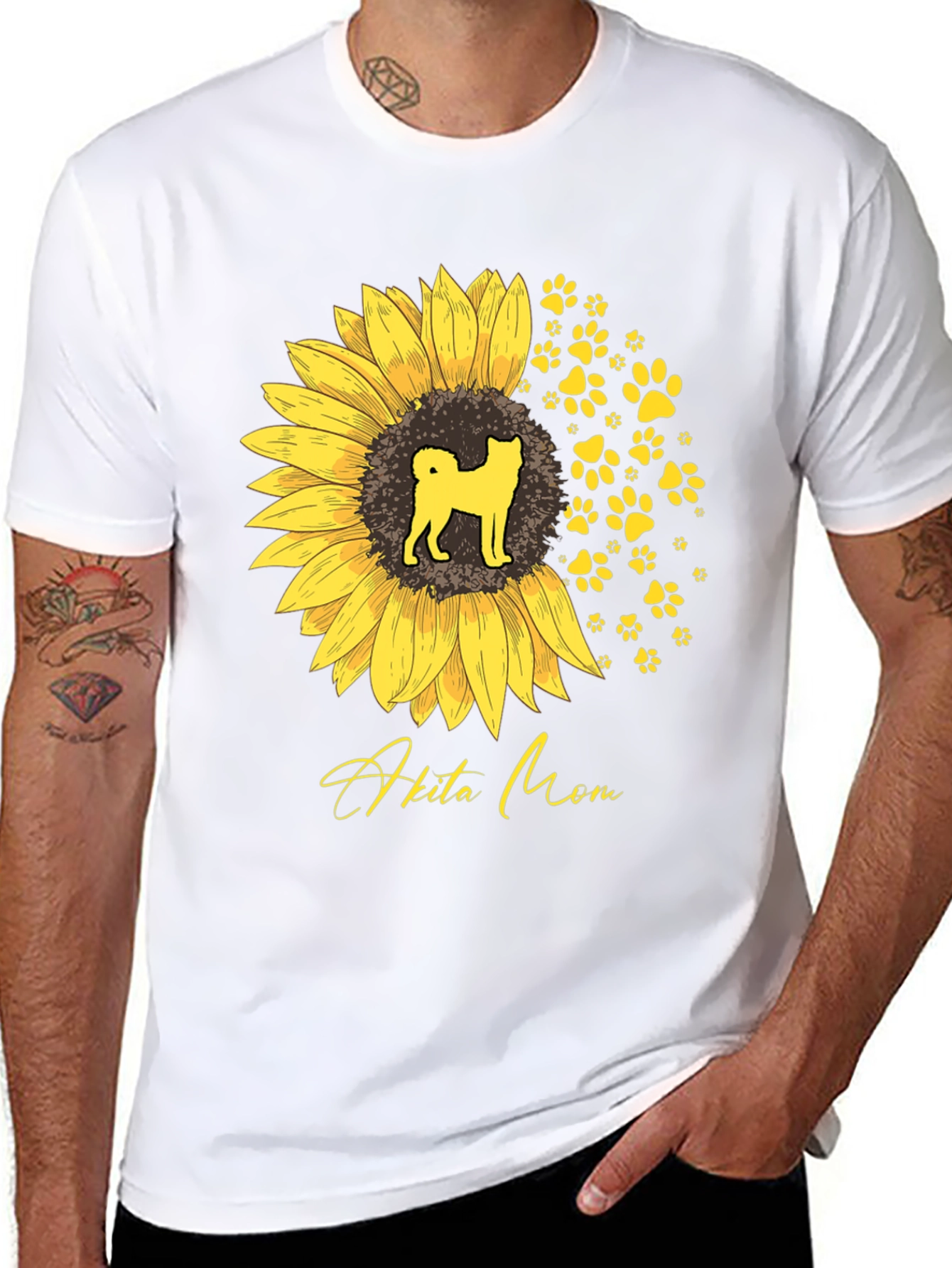 Akita Mom Sunflower T-Shirt