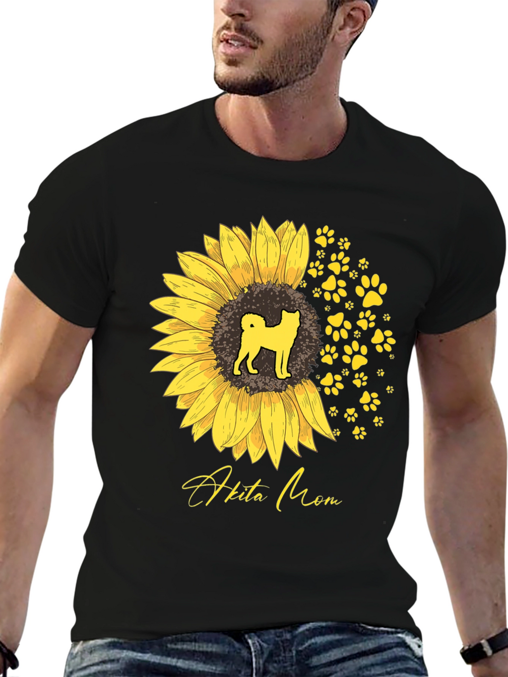 Akita Mom Sunflower T-Shirt