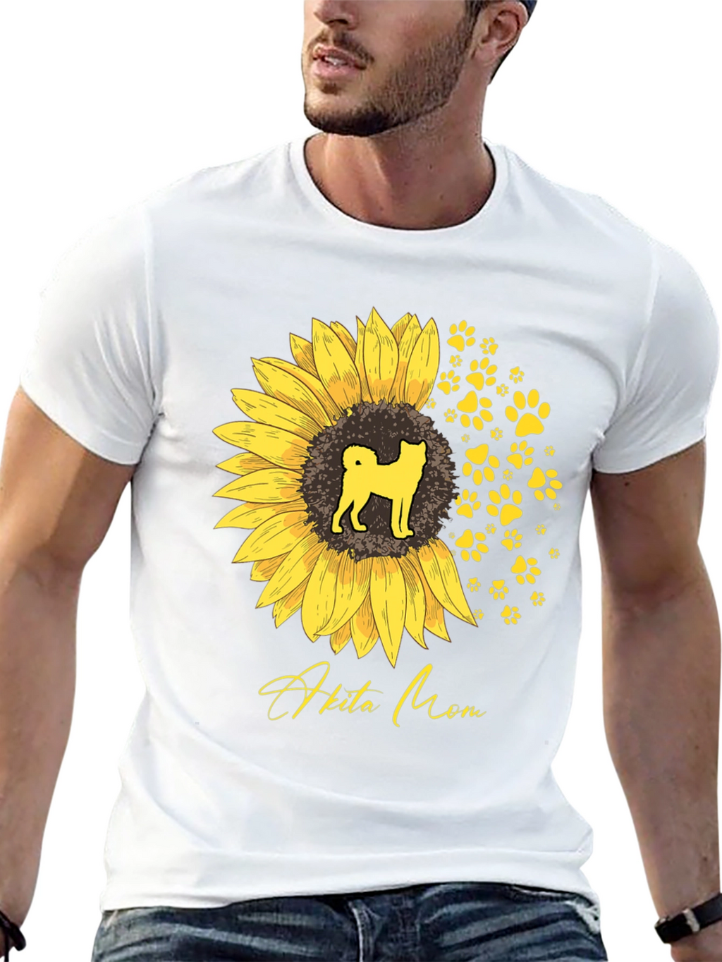 Akita Mom Sunflower T-Shirt