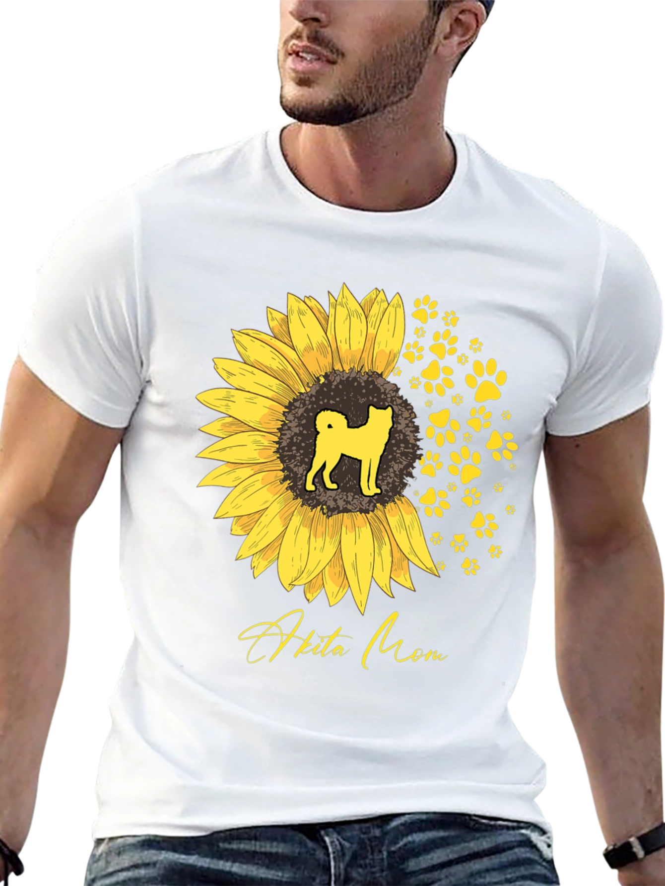 Akita Mom Sunflower T-Shirt