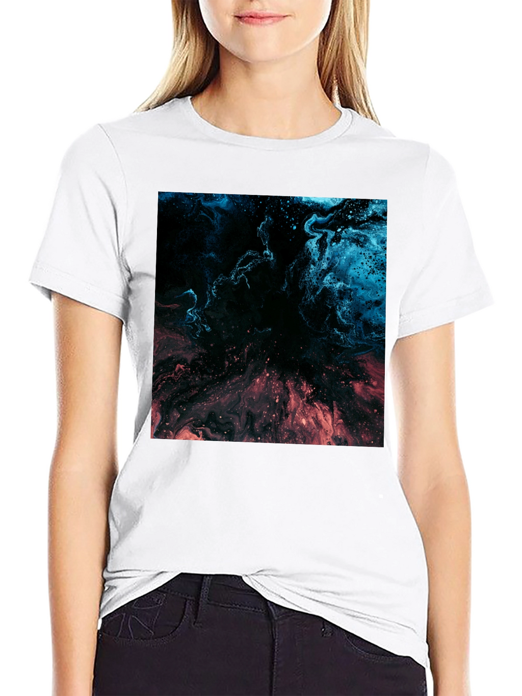 Abstract Nebula Graphic Black T-Shirt