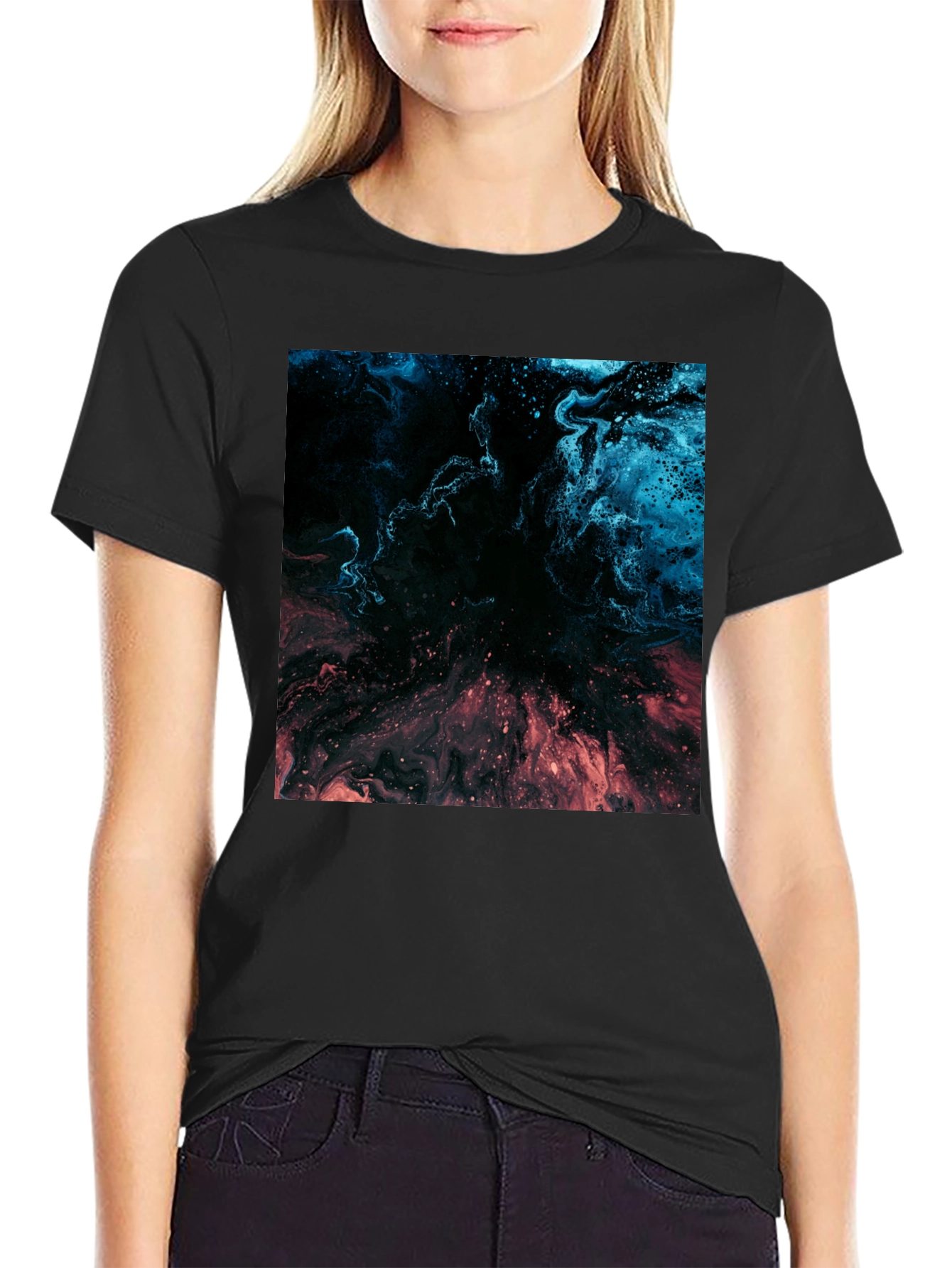 Abstract Nebula Graphic Black T-Shirt