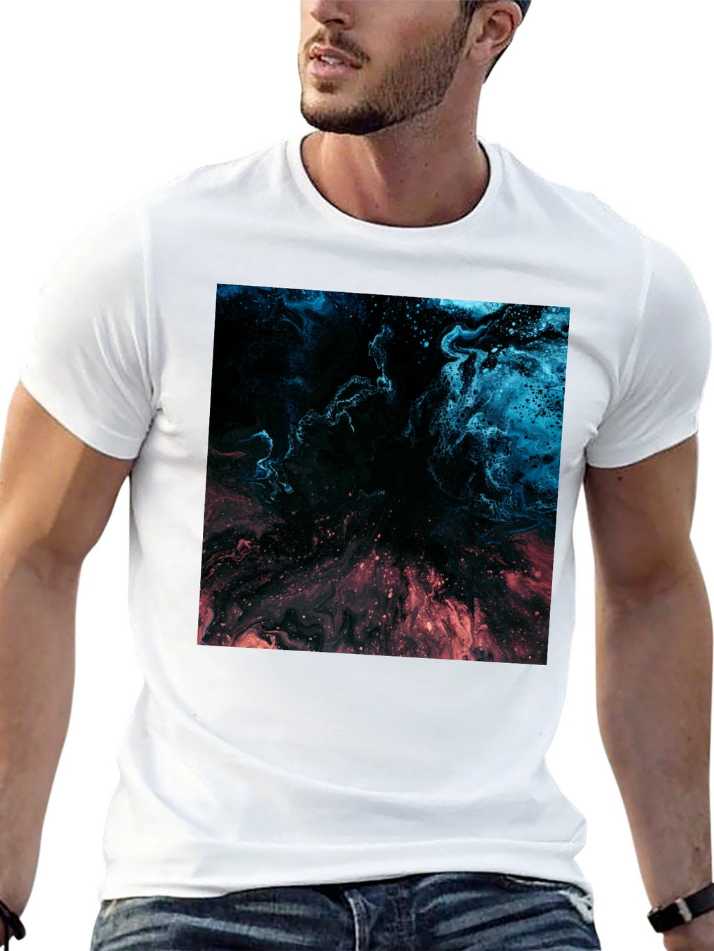 Abstract Nebula Graphic Black T-Shirt