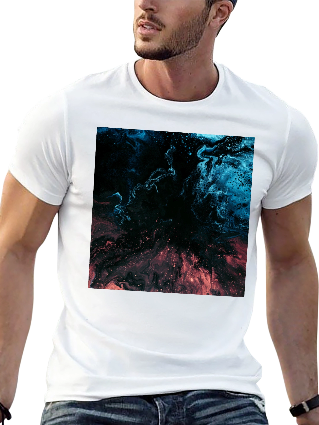 Abstract Nebula Graphic Black T-Shirt