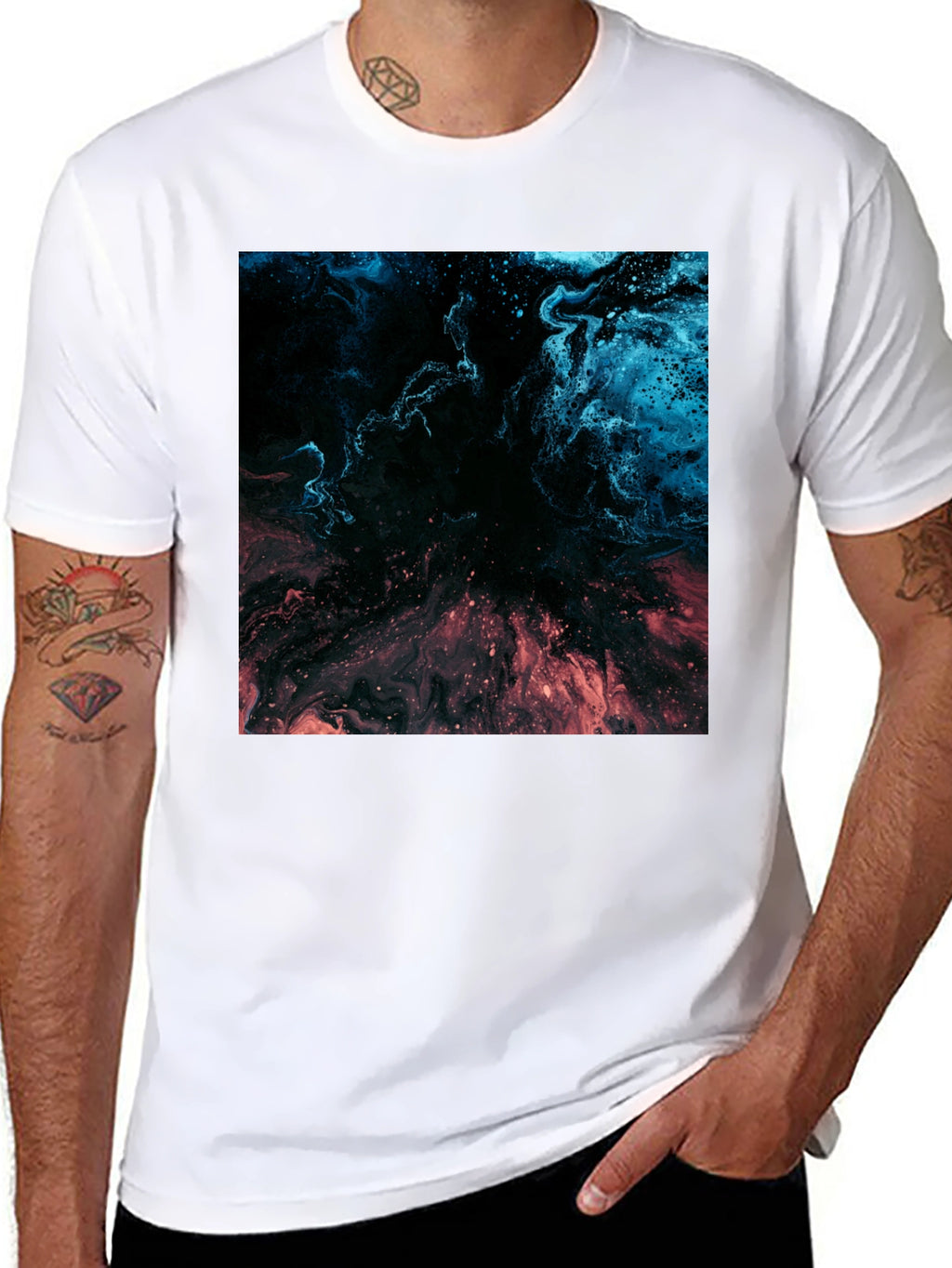 Abstract Nebula Graphic Black T-Shirt