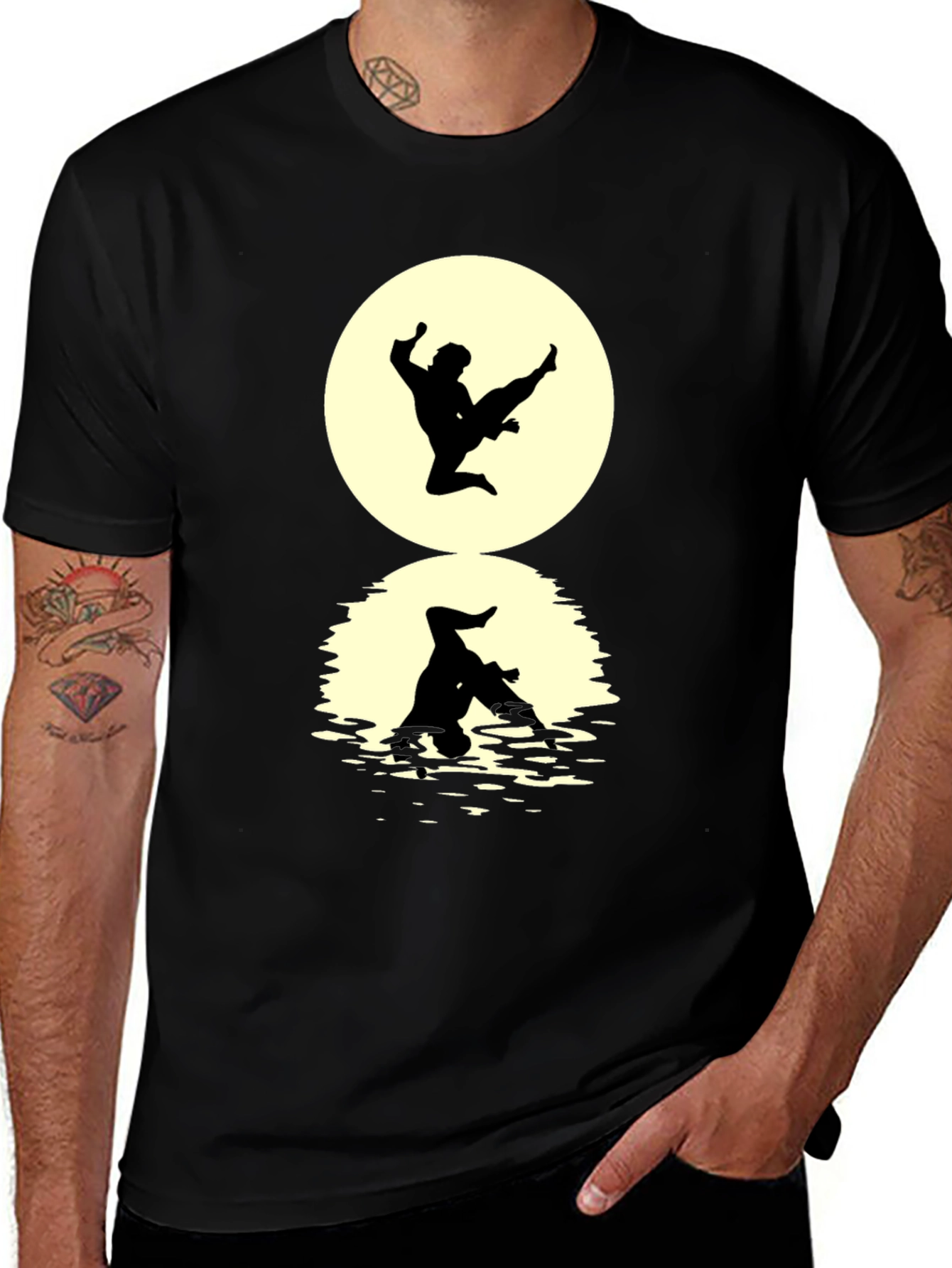 Karate Silhouette Graphic Black T-Shirt