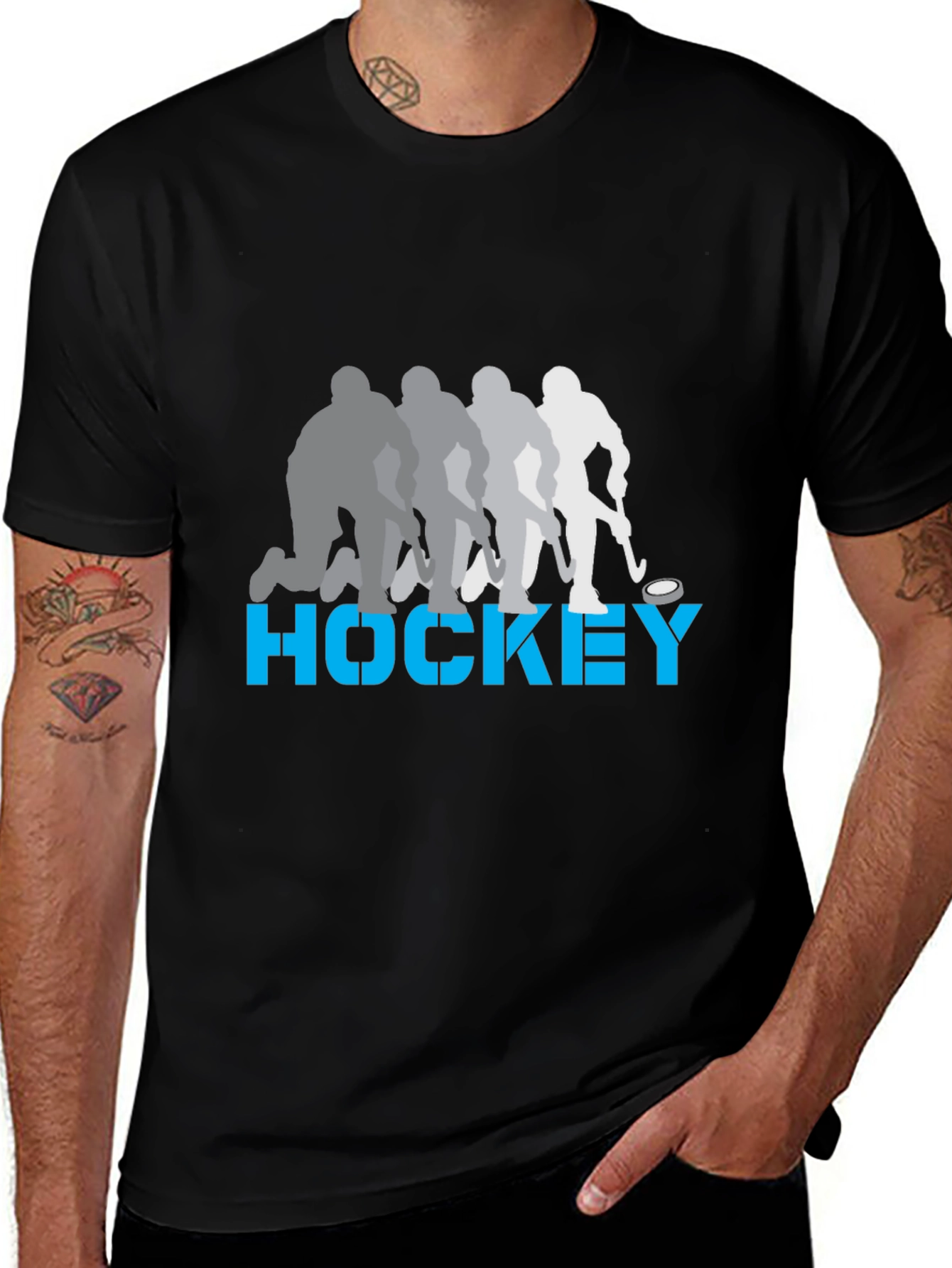 Hockey Player Silhouette Graphic T-Shirt
