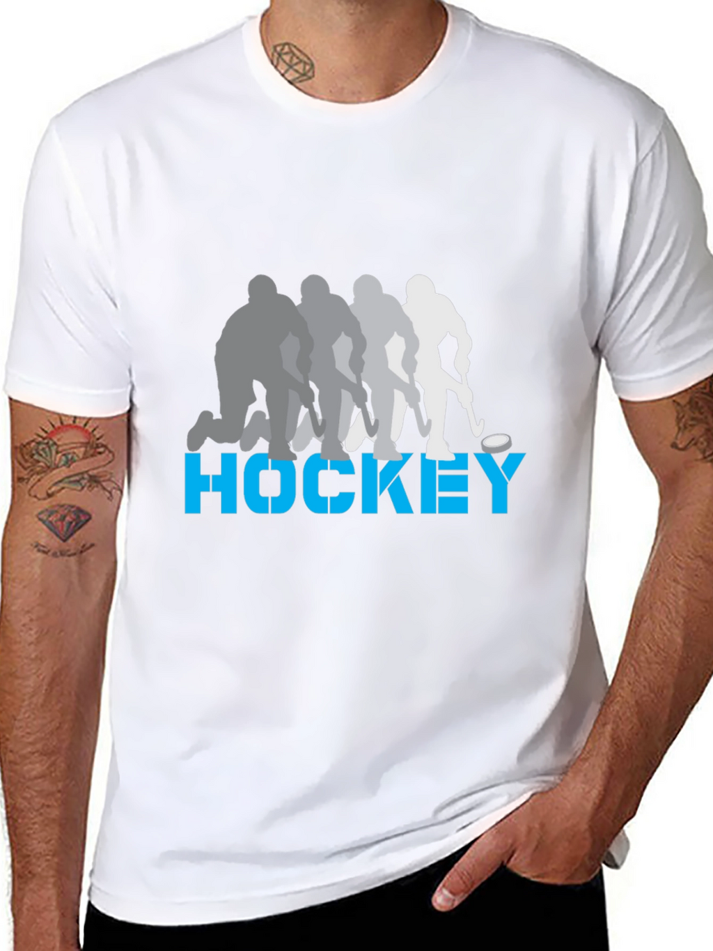 Hockey Player Silhouette Graphic T-Shirt