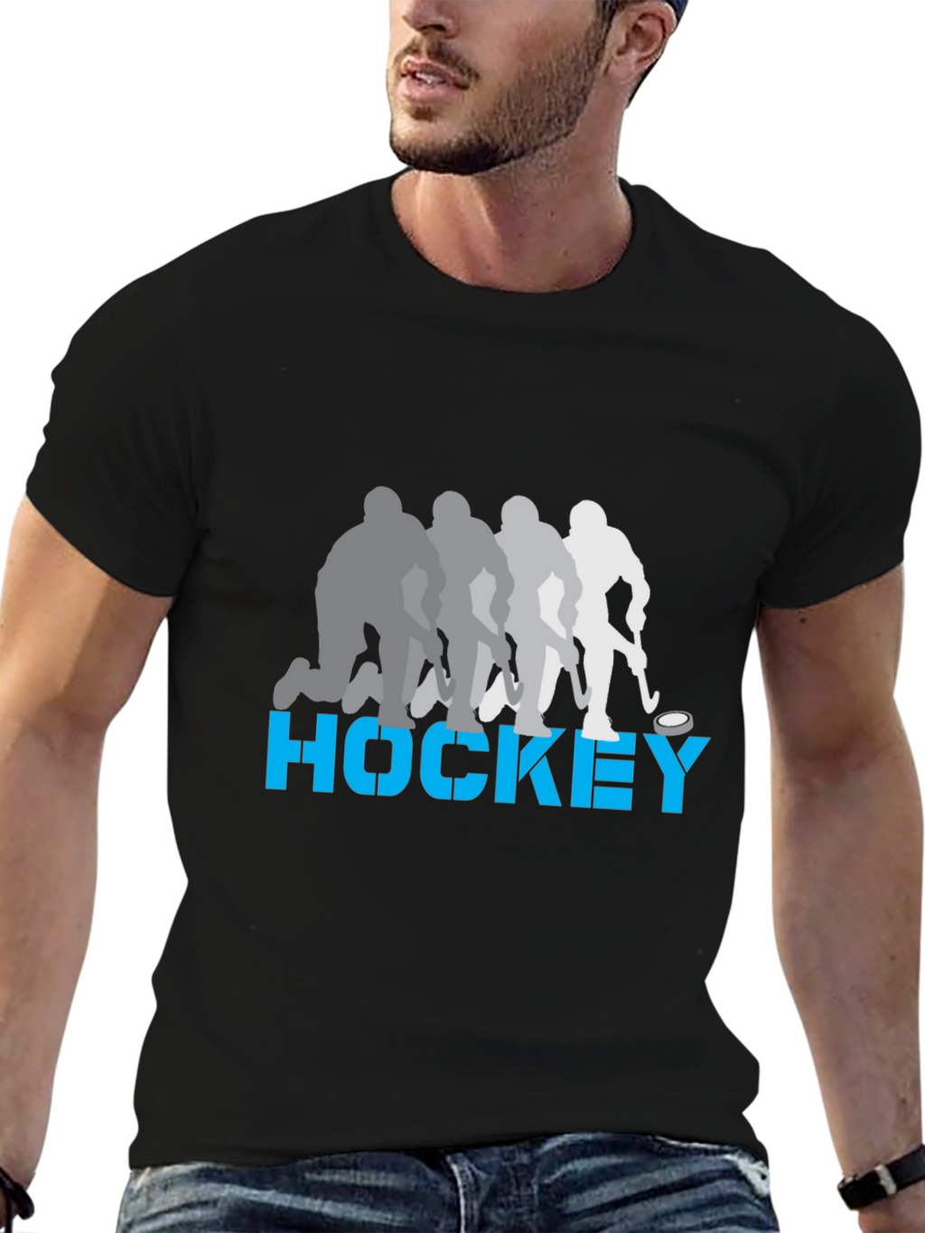 Hockey Player Silhouette Graphic T-Shirt