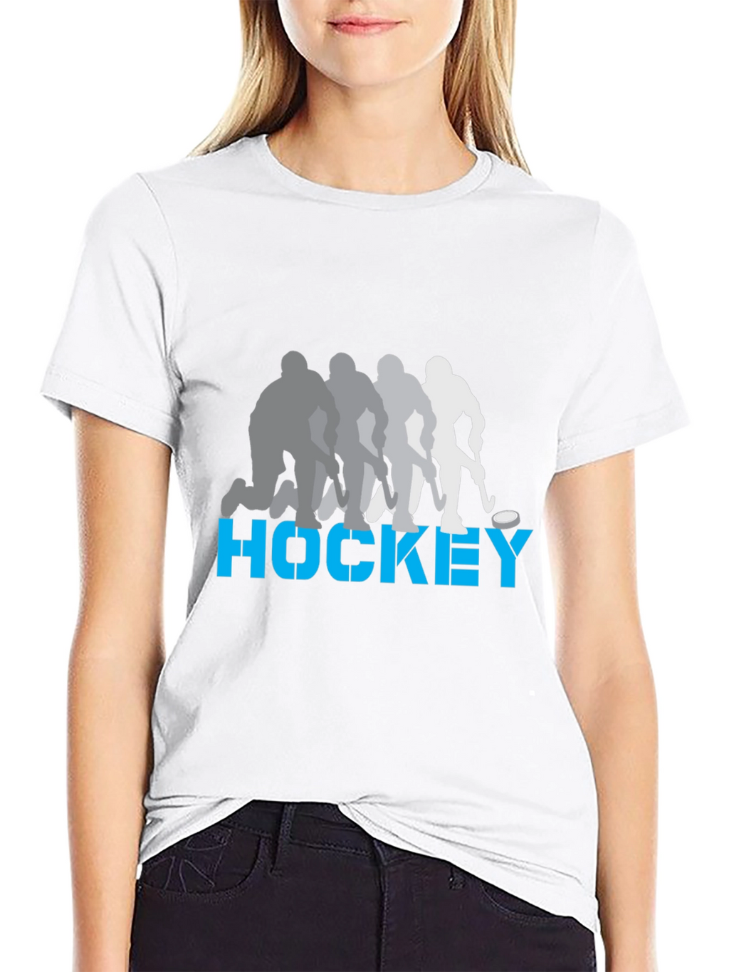 Hockey Player Silhouette Graphic T-Shirt