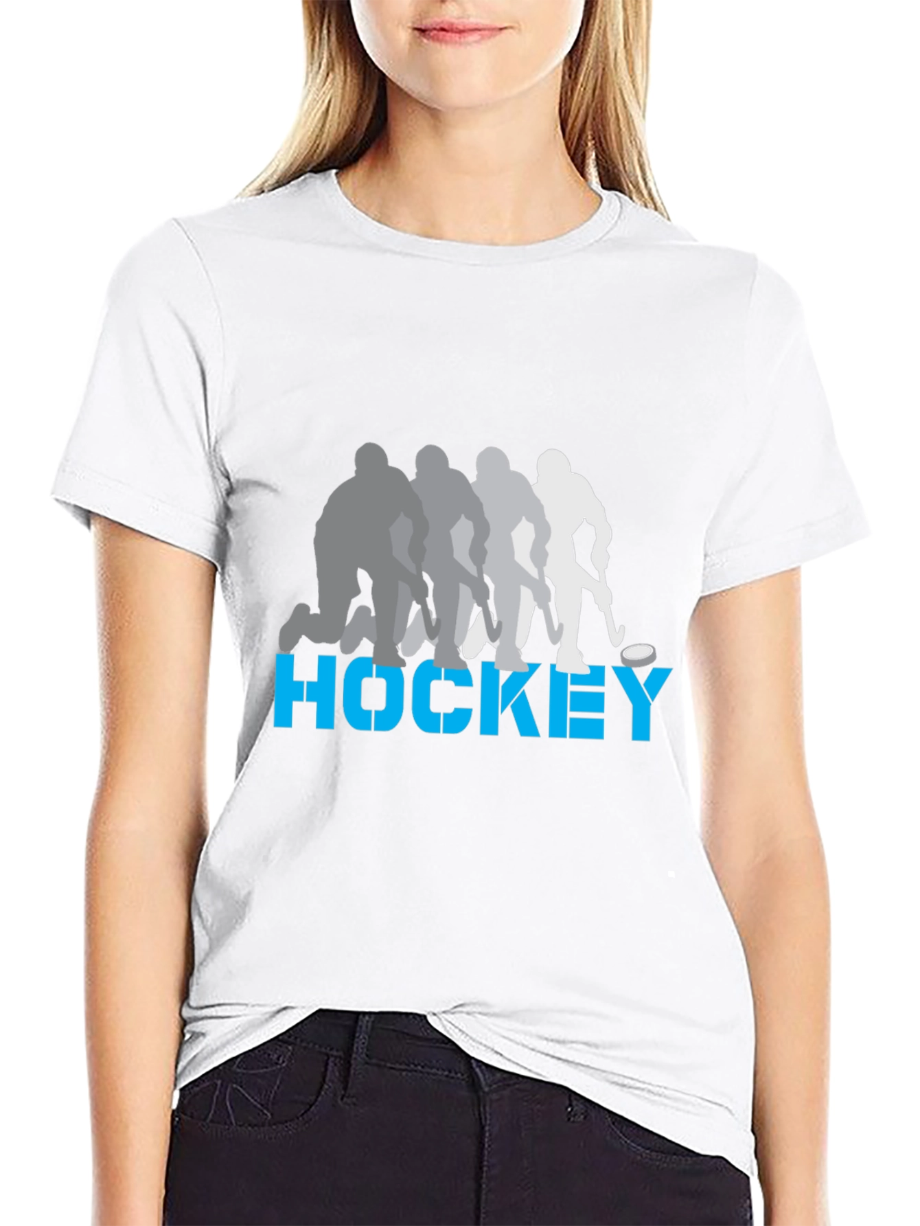 Hockey Player Silhouette Graphic T-Shirt