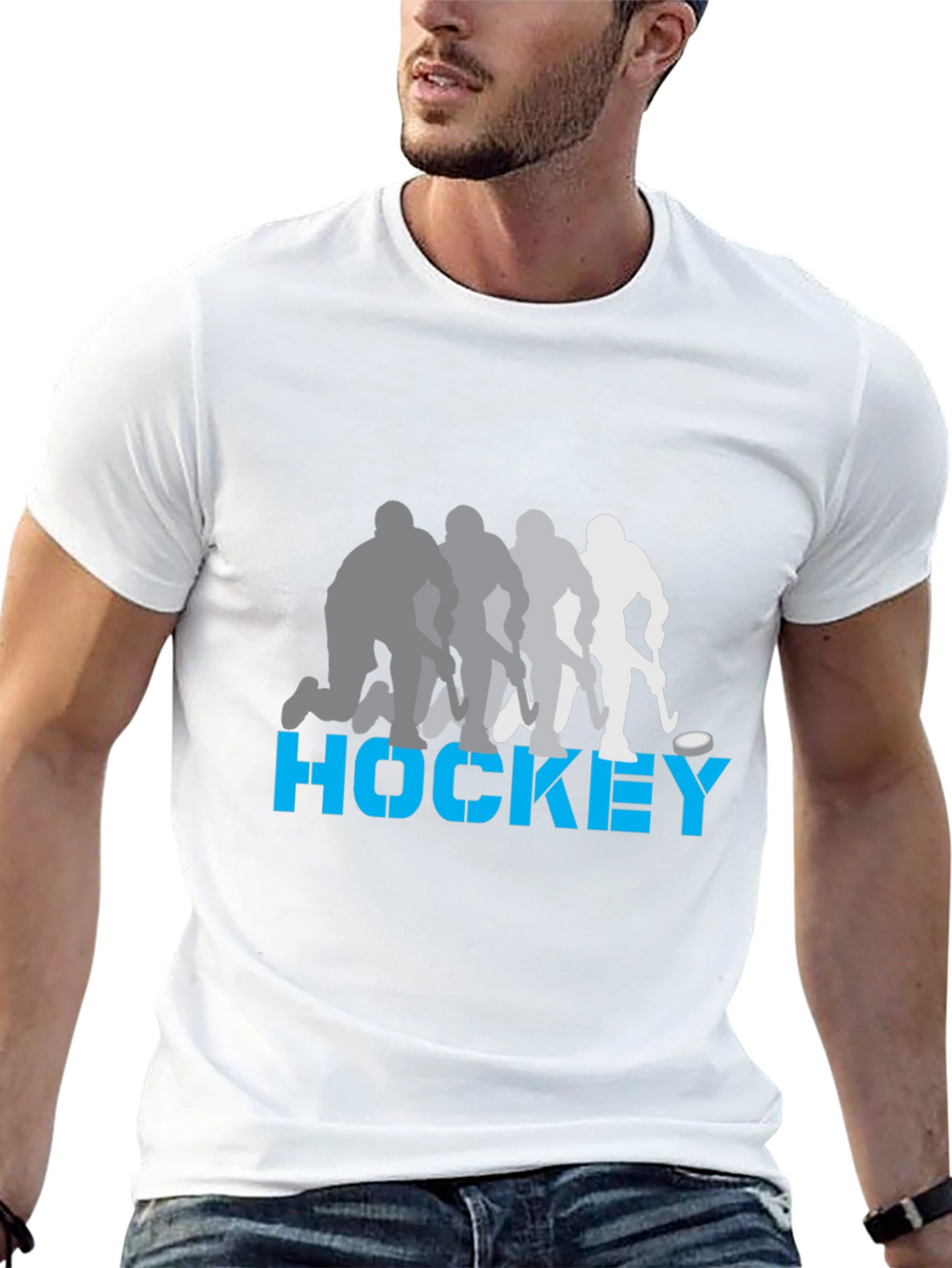 Hockey Player Silhouette Graphic T-Shirt