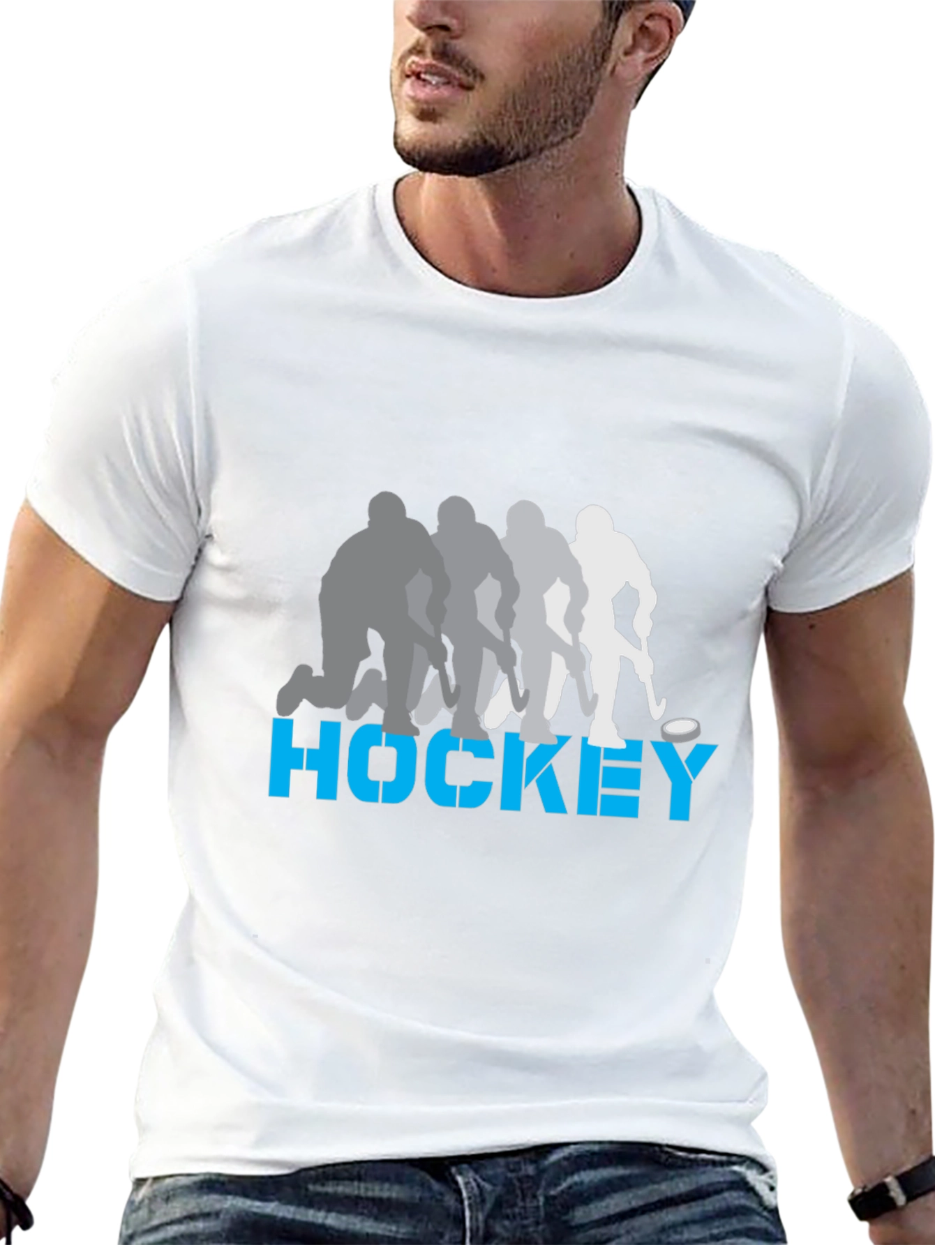 Hockey Player Silhouette Graphic T-Shirt