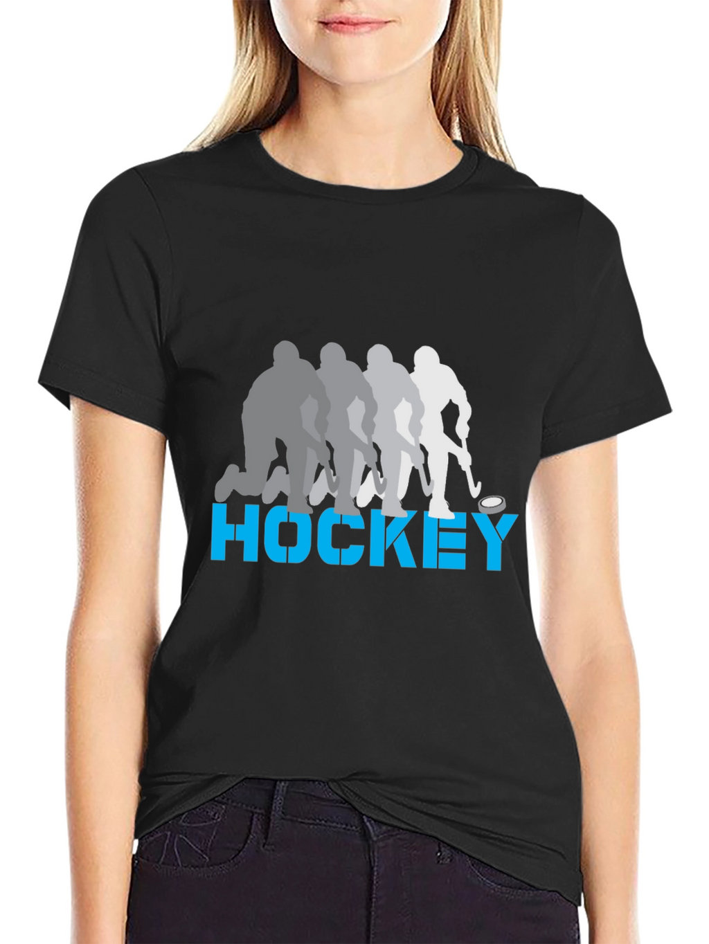Hockey Player Silhouette Graphic T-Shirt