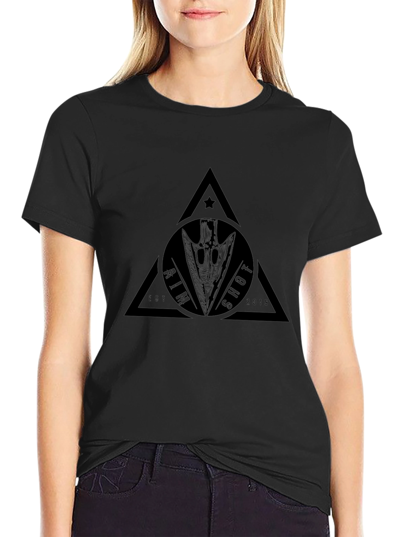 Mens Black T-Shirt with Aim Shot Graphic