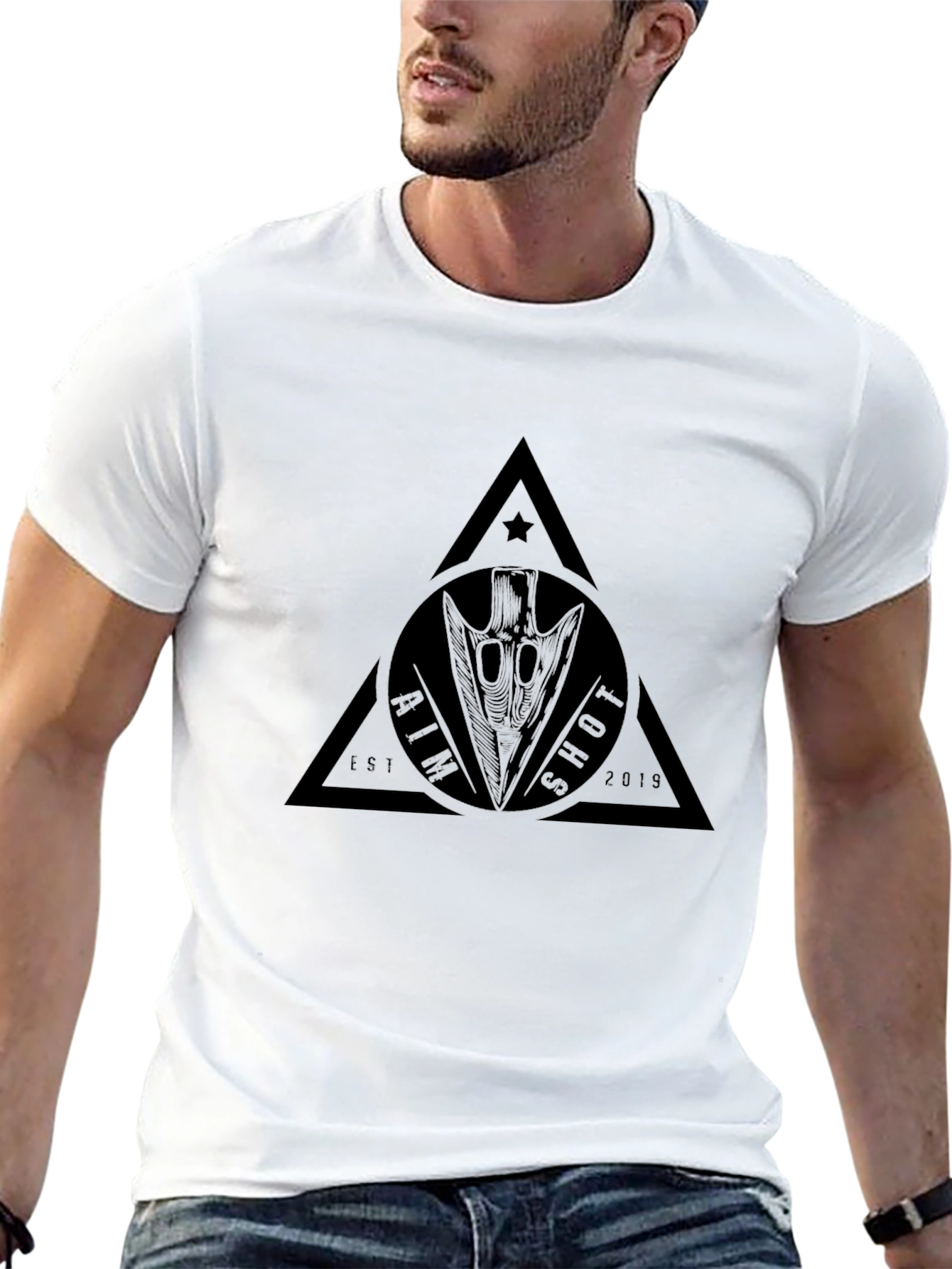 Mens Black T-Shirt with Aim Shot Graphic