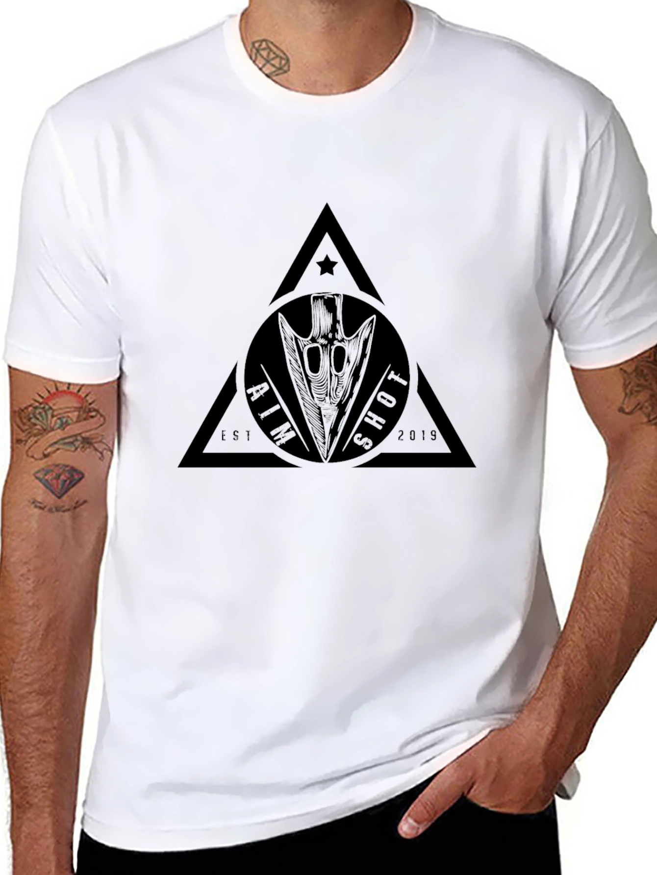 Mens Black T-Shirt with Aim Shot Graphic