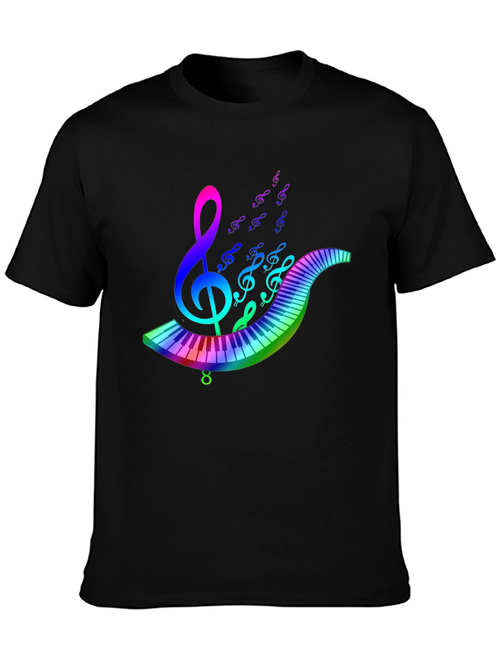 Rainbow Music T-Shirt - Musical Note & Keyboard Design