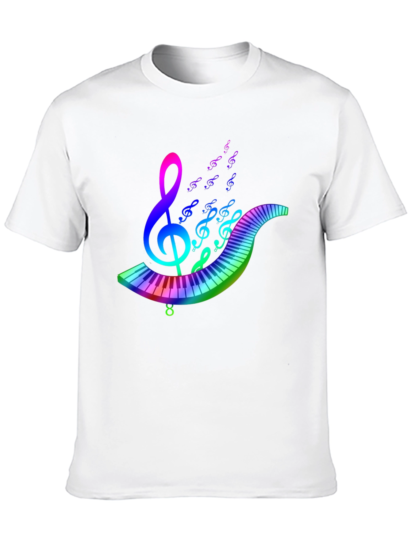 Rainbow Music T-Shirt - Musical Note & Keyboard Design
