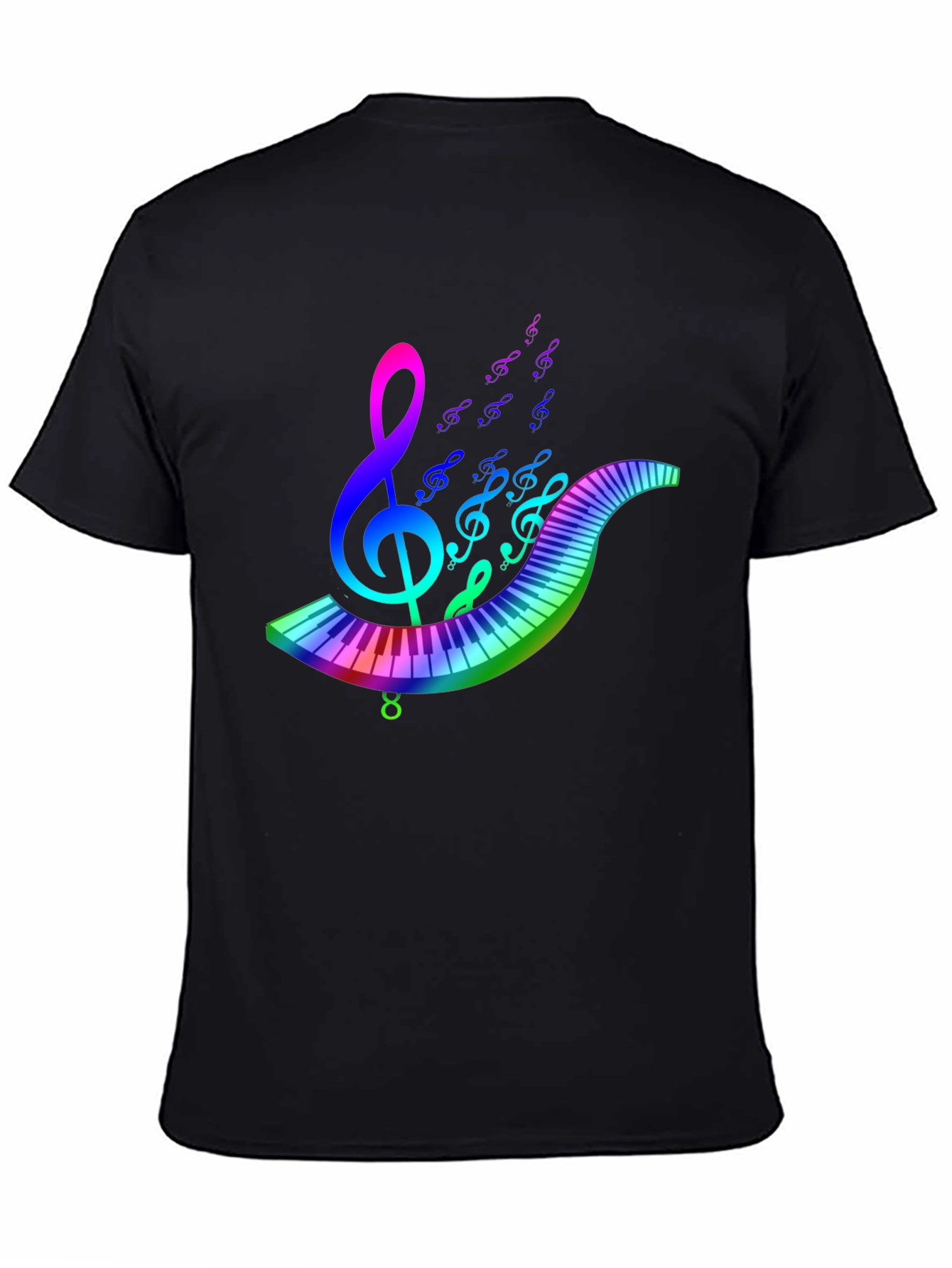 Rainbow Music T-Shirt - Musical Note & Keyboard Design