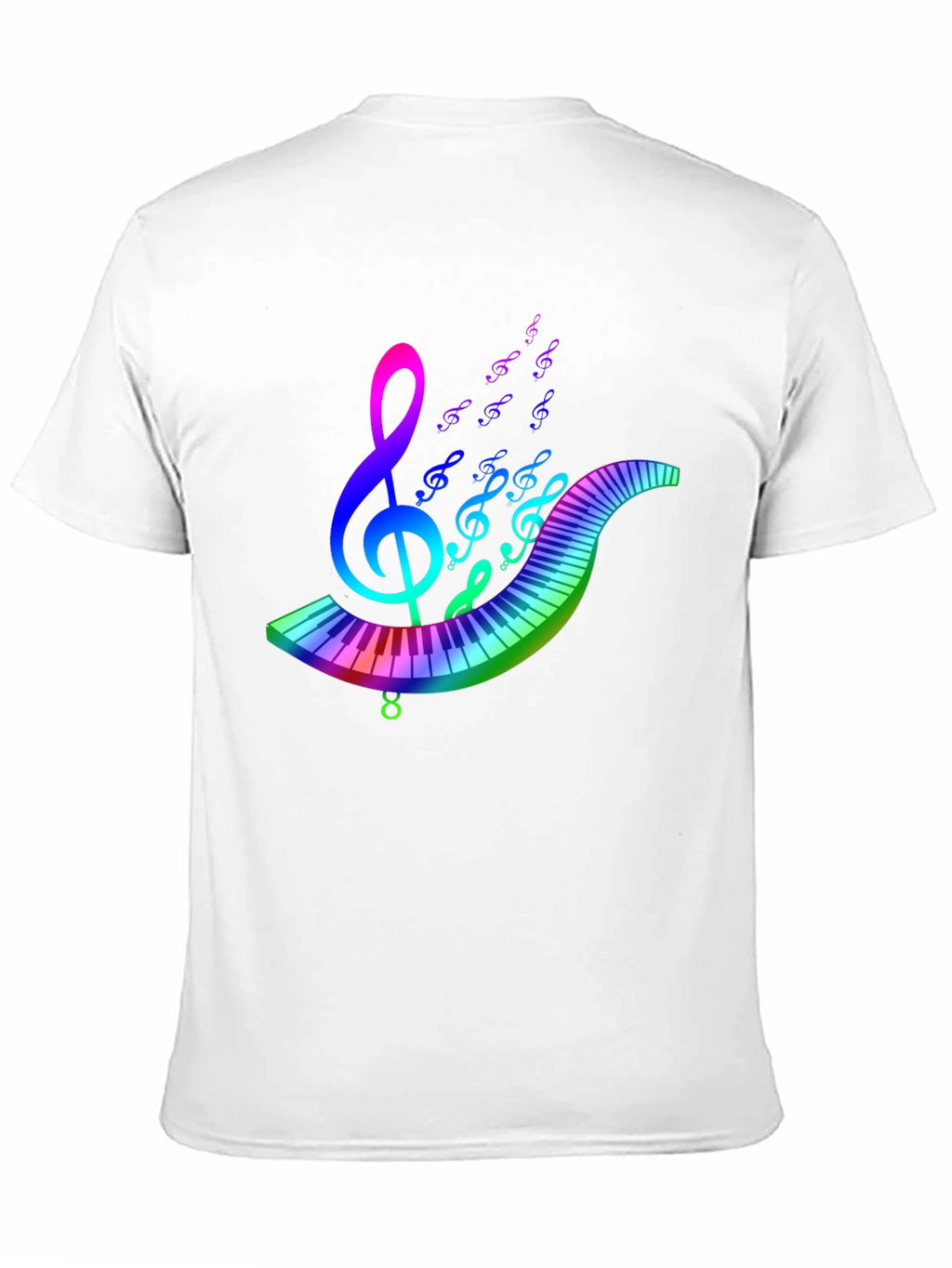 Rainbow Music T-Shirt - Musical Note & Keyboard Design