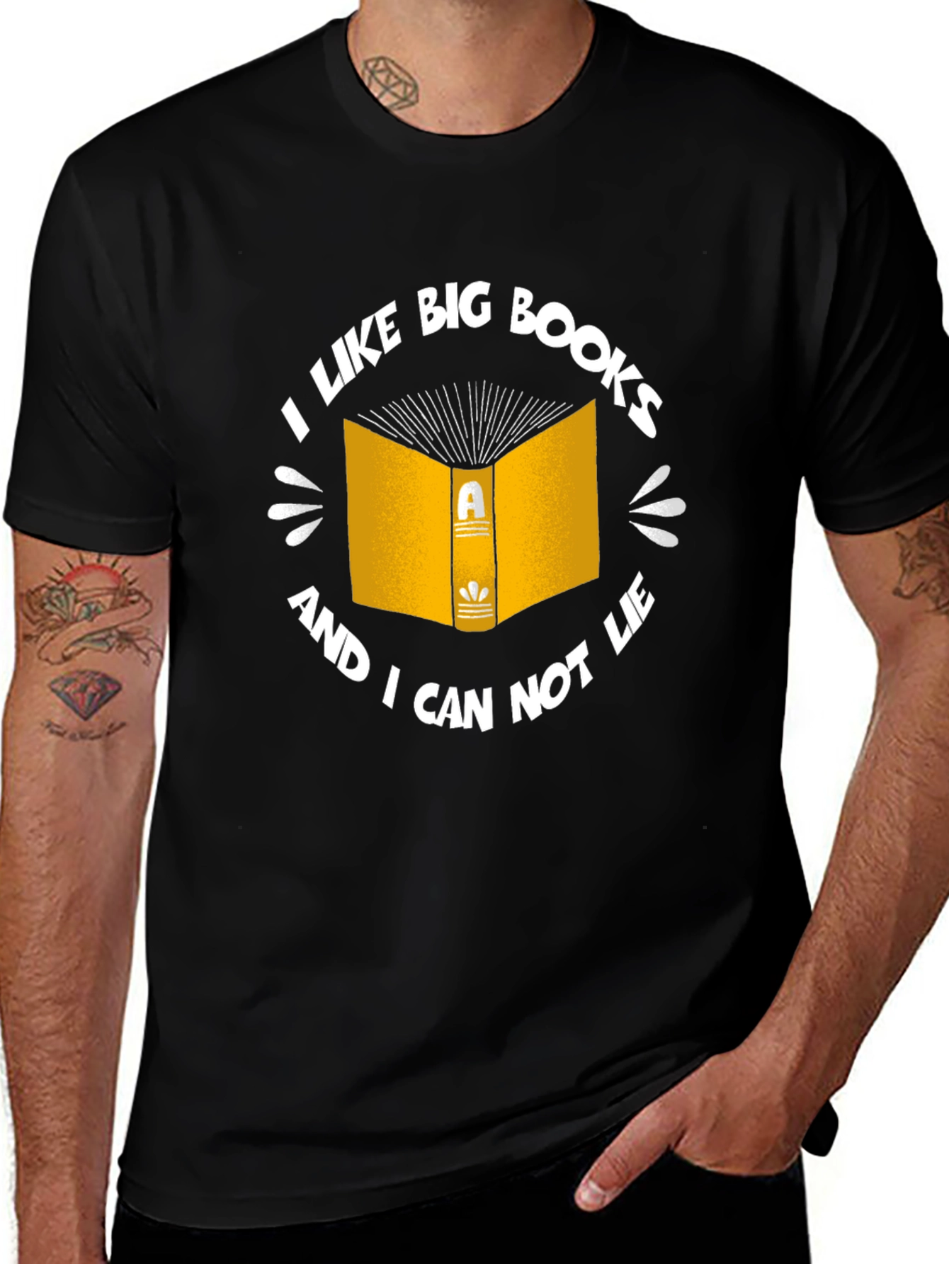 Funny I Like Big Books Black T-Shirt