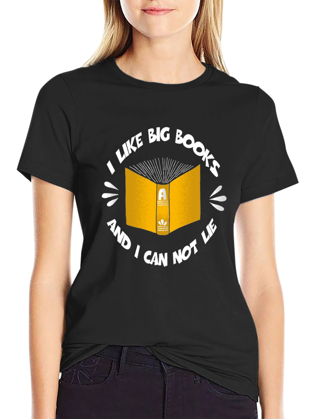 Funny I Like Big Books Black T-Shirt
