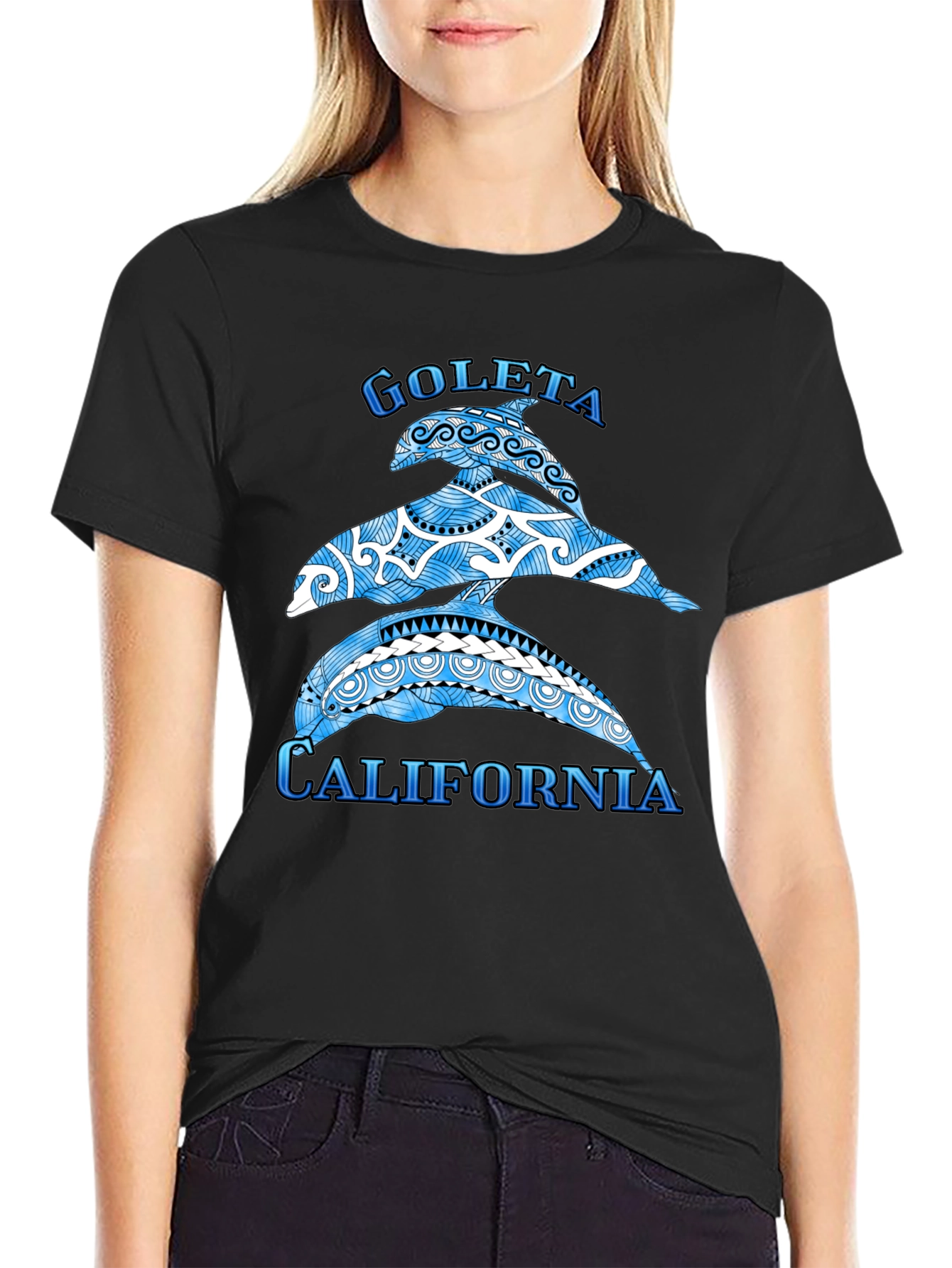 Goleta California Dolphin T-Shirt - Black