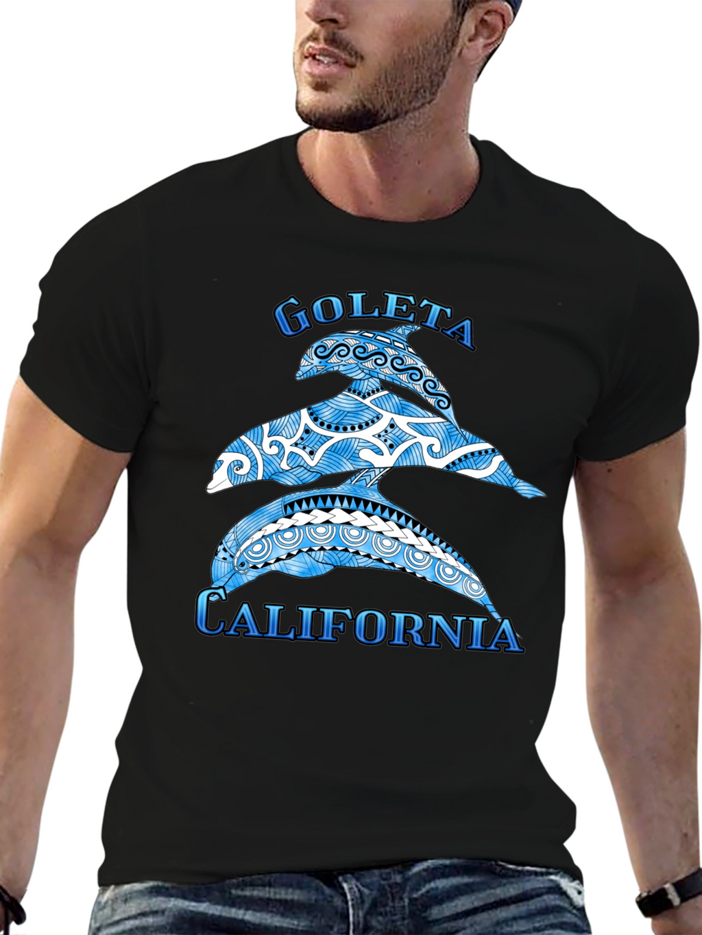 Goleta California Dolphin T-Shirt - Black