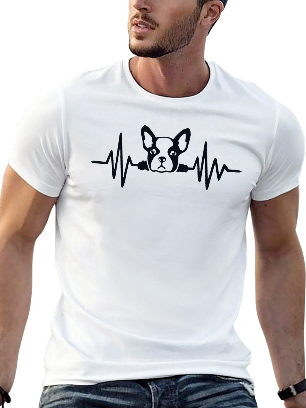 Dog Heartbeat Graphic T-Shirt - Casual Style