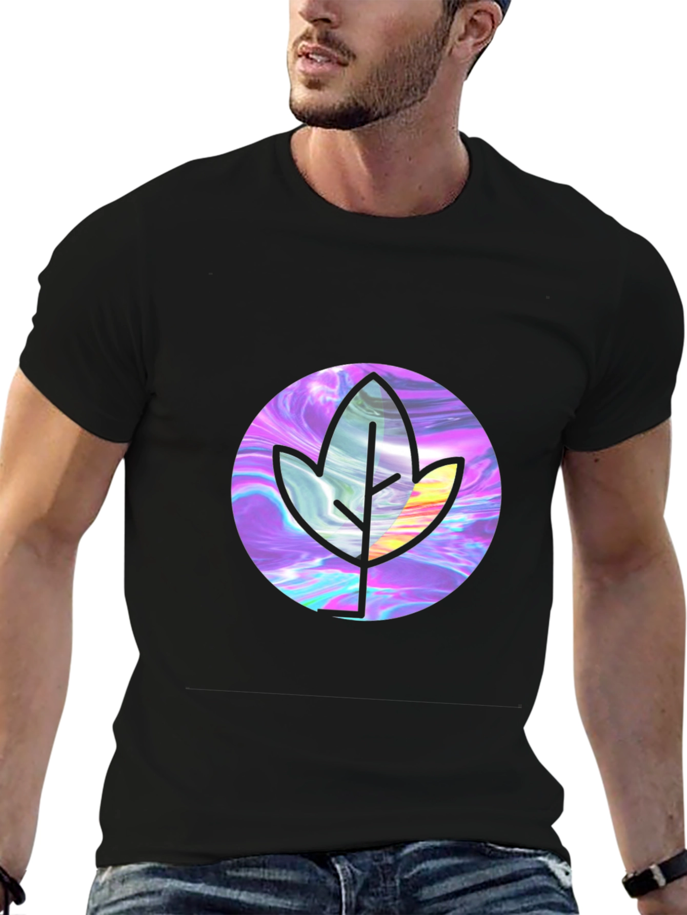 Leaf Graphic Black T-Shirt - Stylish & Unique Design
