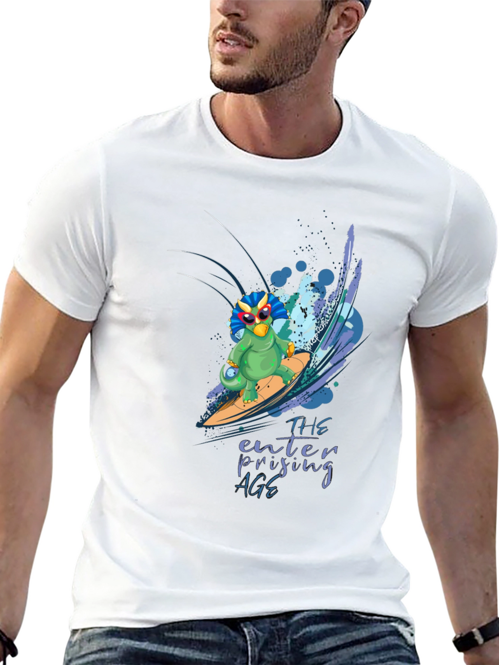 Surfing Dino T-Shirt - Enterprising Age
