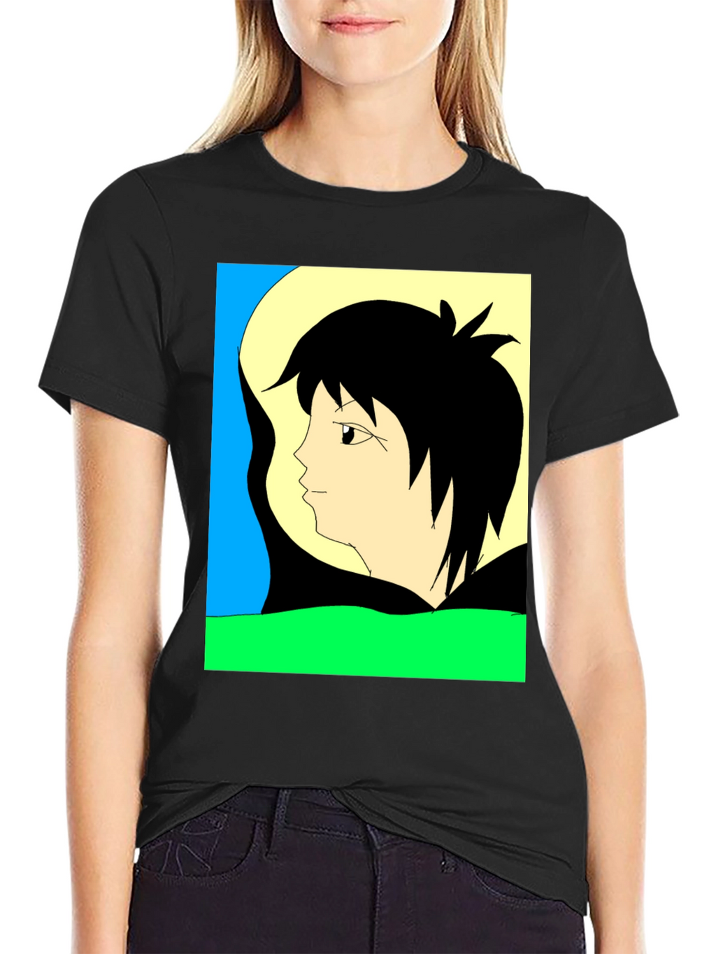 Anime Graphic Tee - Black Short Sleeve Shirt