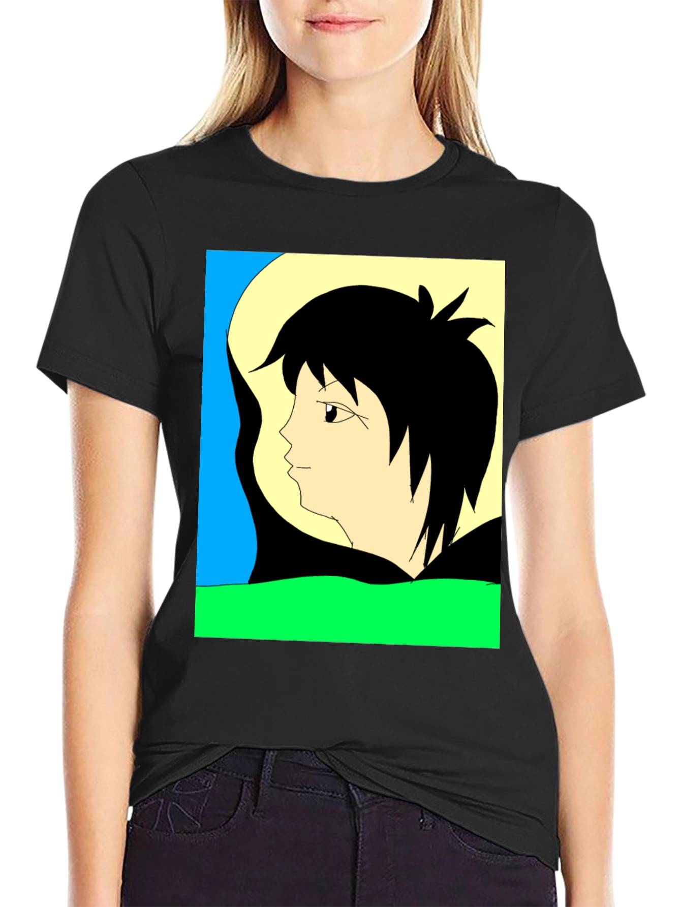 Anime Graphic Tee - Black Short Sleeve Shirt