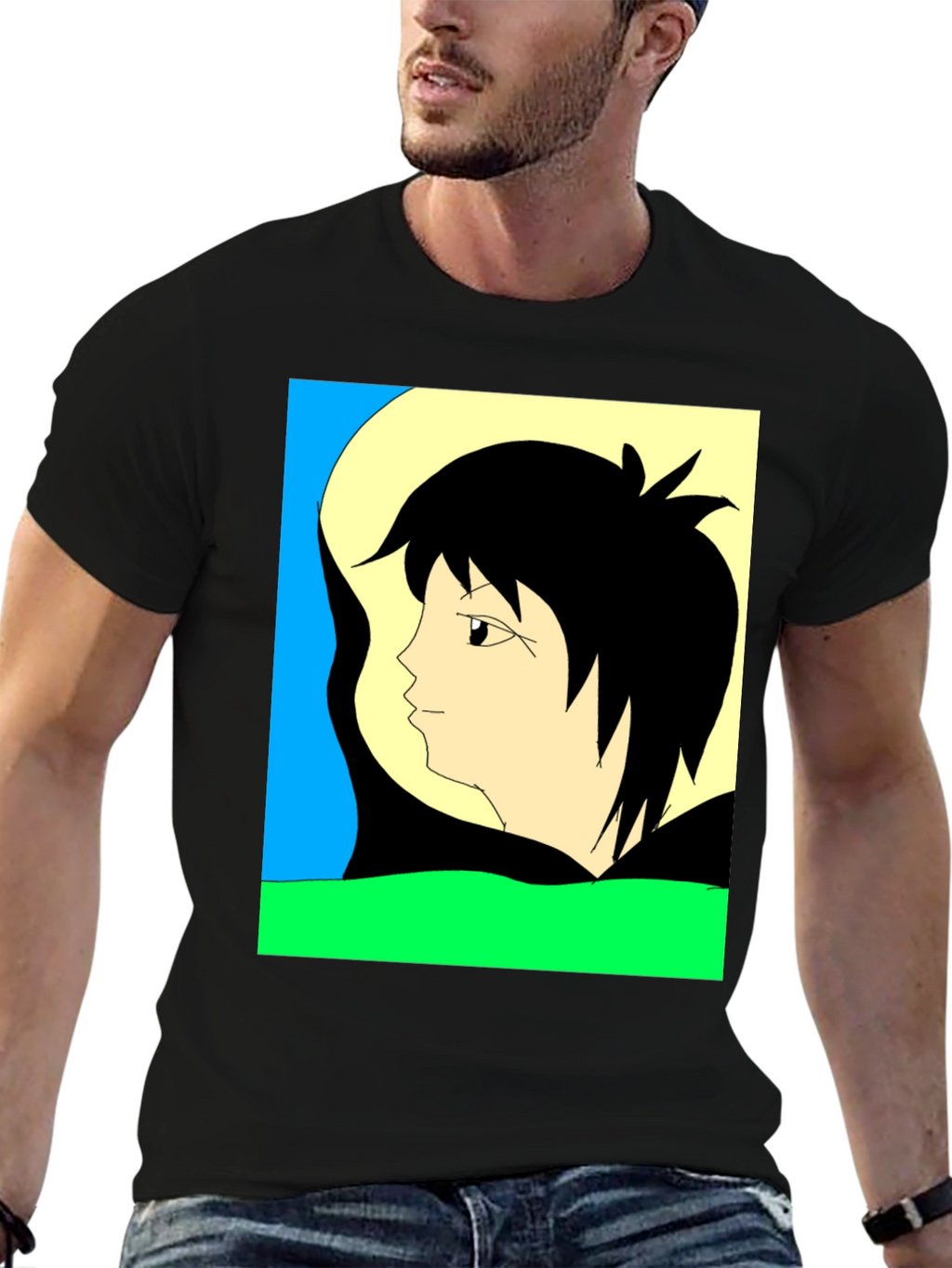 Anime Graphic Tee - Black Short Sleeve Shirt
