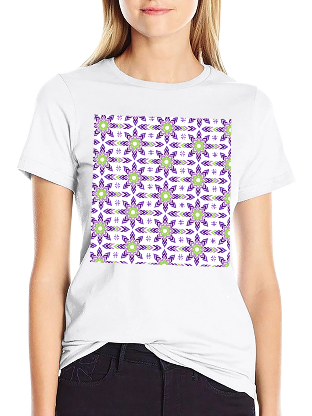 Patterned Crew Neck T-Shirt
