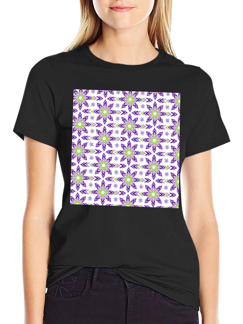 Patterned Crew Neck T-Shirt
