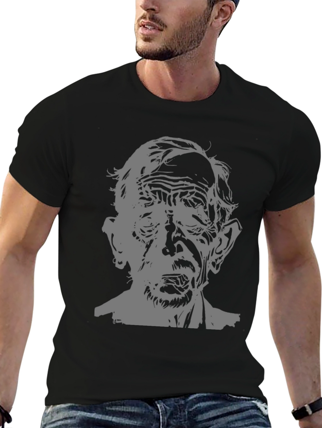 Creepy Old Man Graphic T-Shirt - Black Tee
