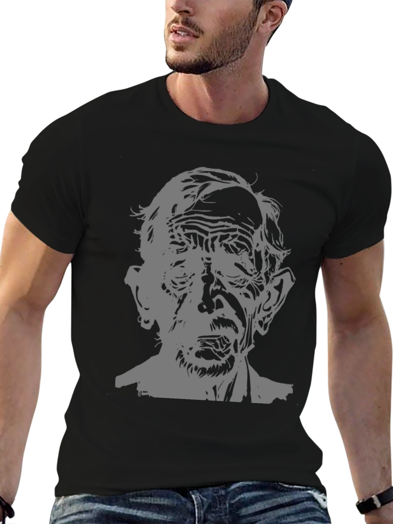 Creepy Old Man Graphic T-Shirt - Black Tee