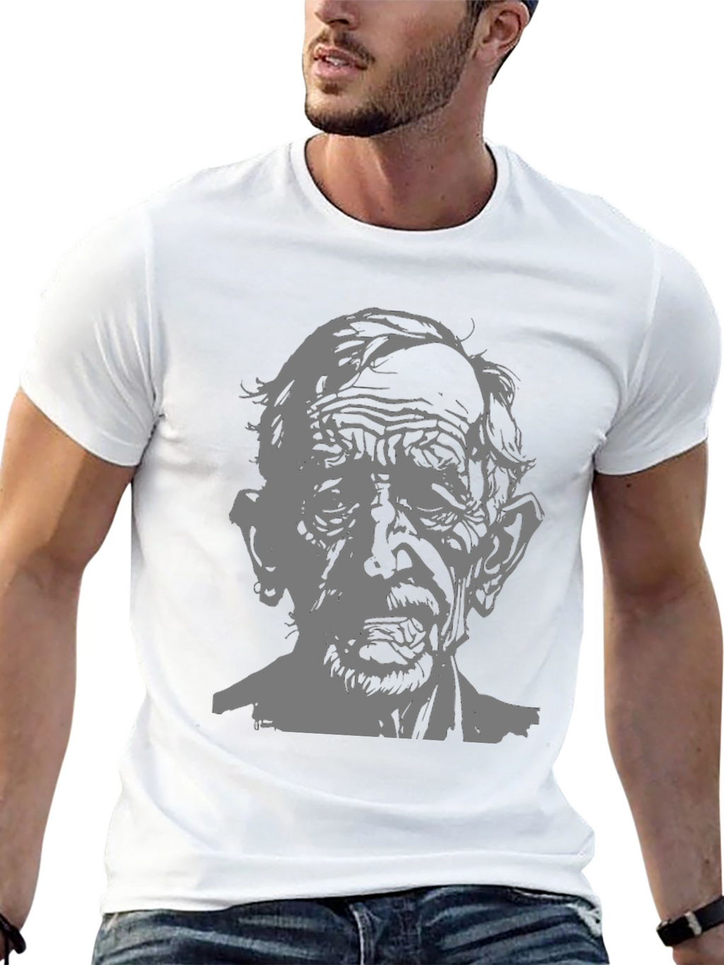Creepy Old Man Graphic T-Shirt - Black Tee