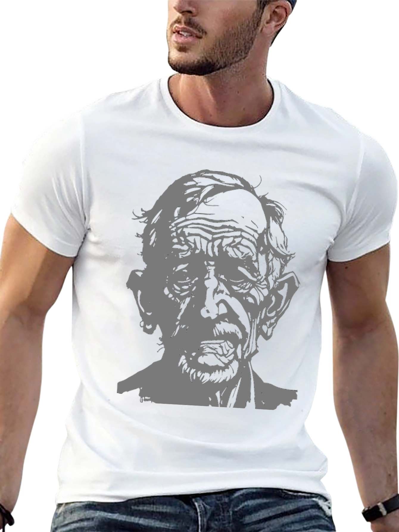 Creepy Old Man Graphic T-Shirt - Black Tee