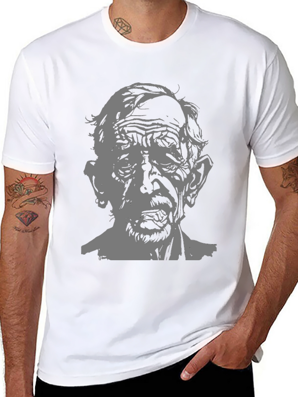 Creepy Old Man Graphic T-Shirt - Black Tee