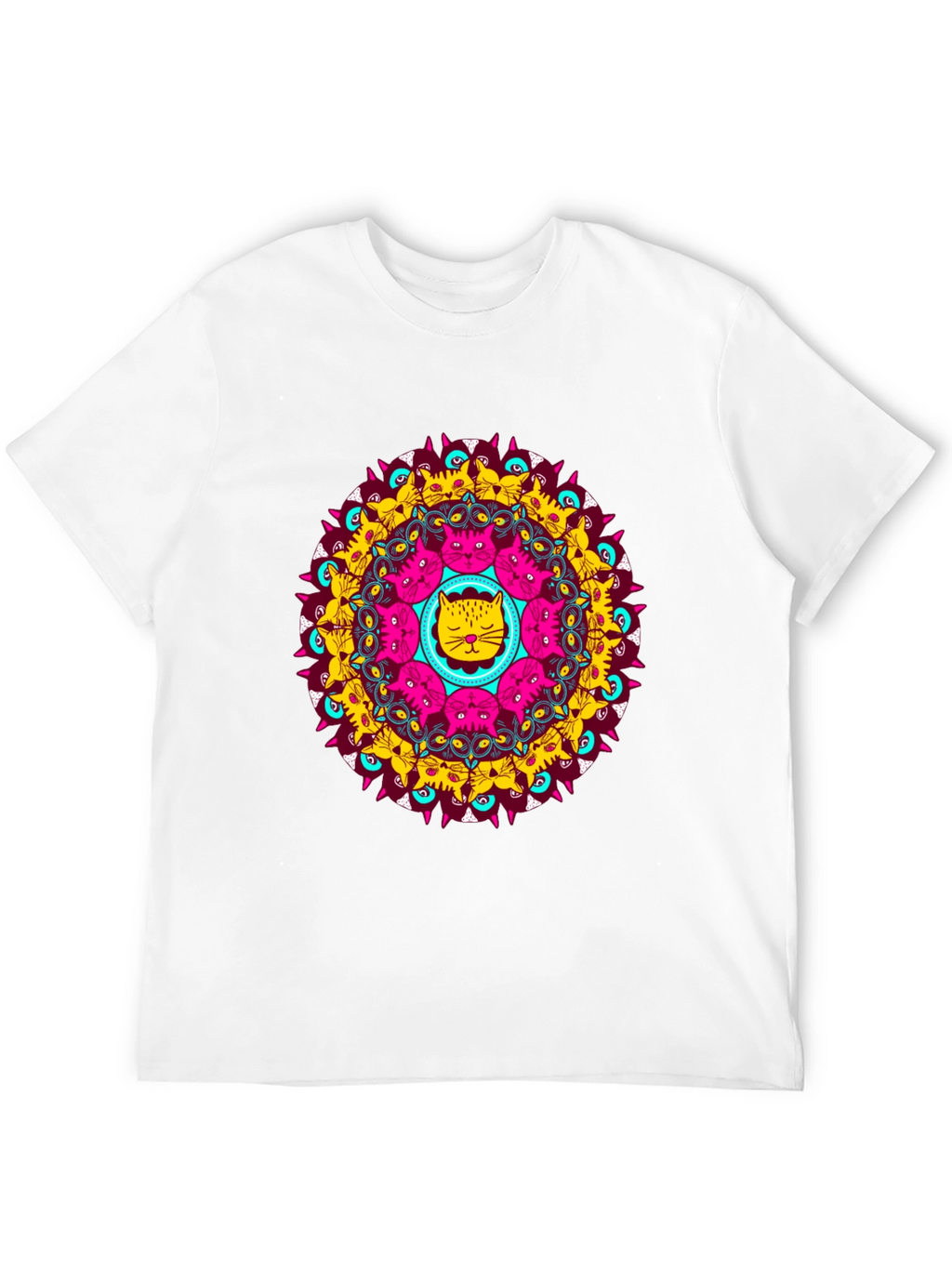 Cat Mandala Graphic Tee - Unique Design
