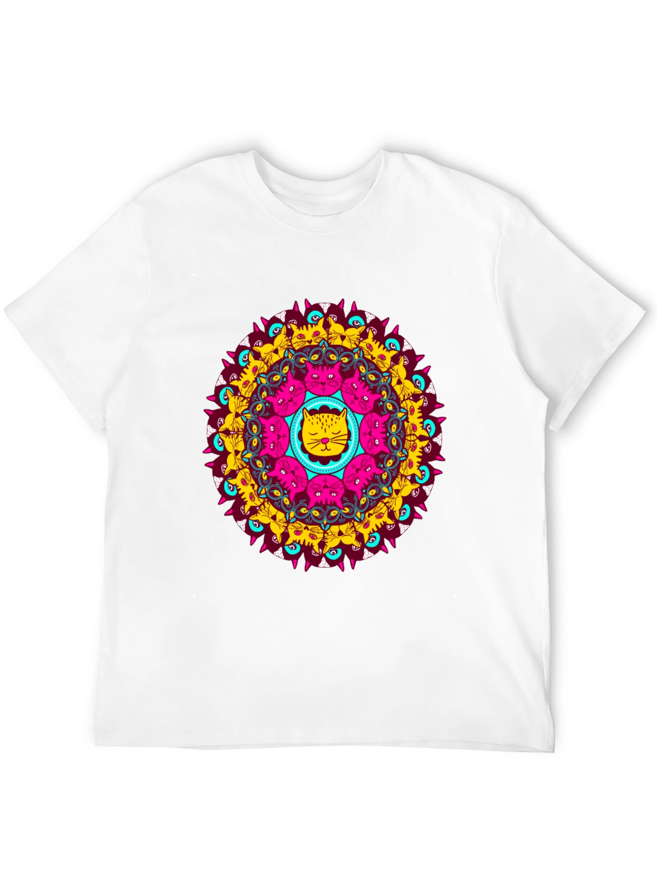 Cat Mandala Graphic Tee - Unique Design