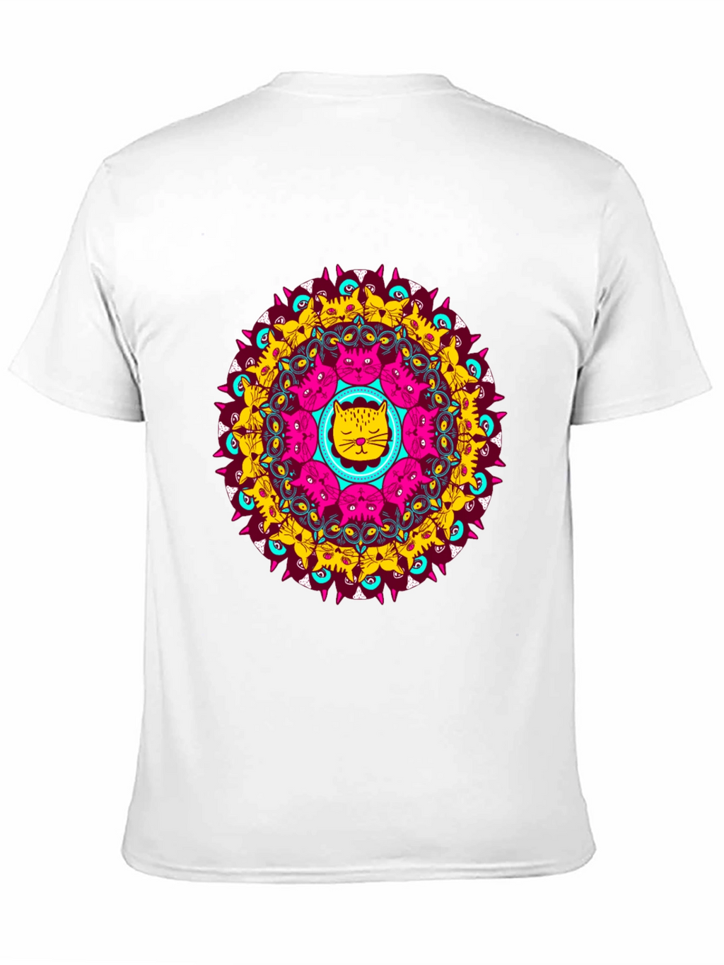 Cat Mandala Graphic Tee - Unique Design