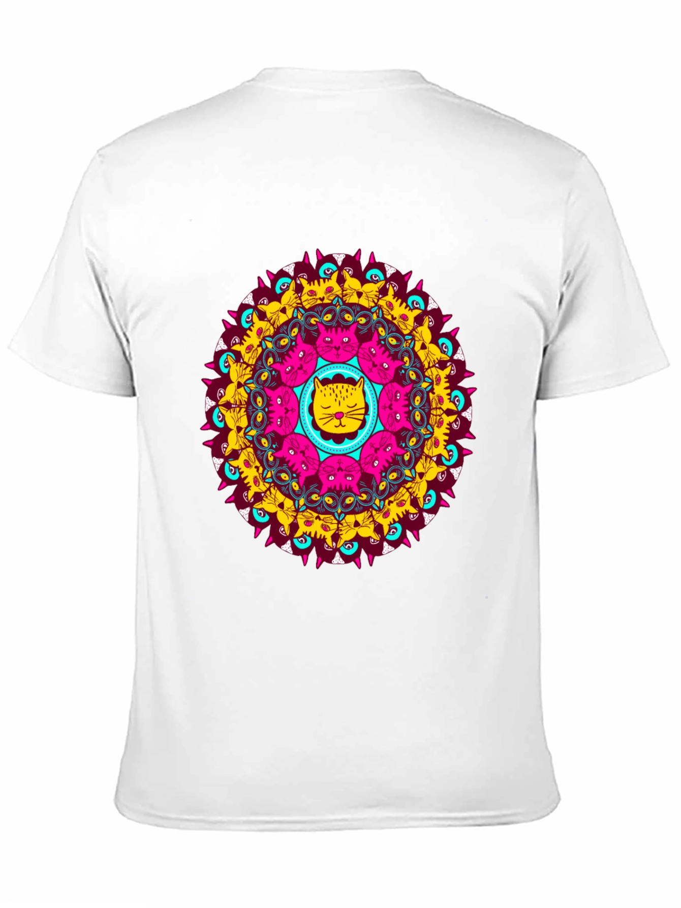 Cat Mandala Graphic Tee - Unique Design