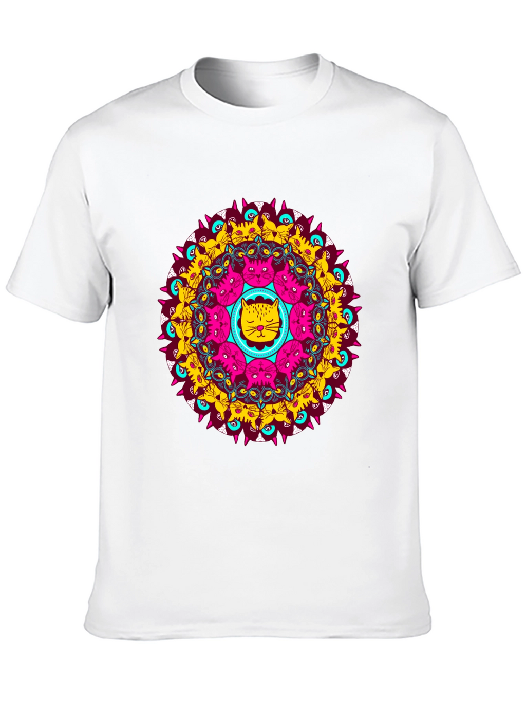 Cat Mandala Graphic Tee - Unique Design